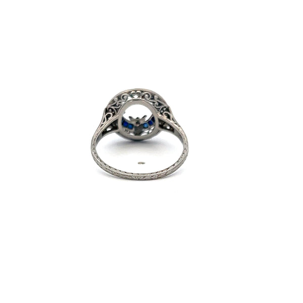 0.32 Carat Sapphire 0.06 Carat H SI Diamond Platinum Semi Mount Ring