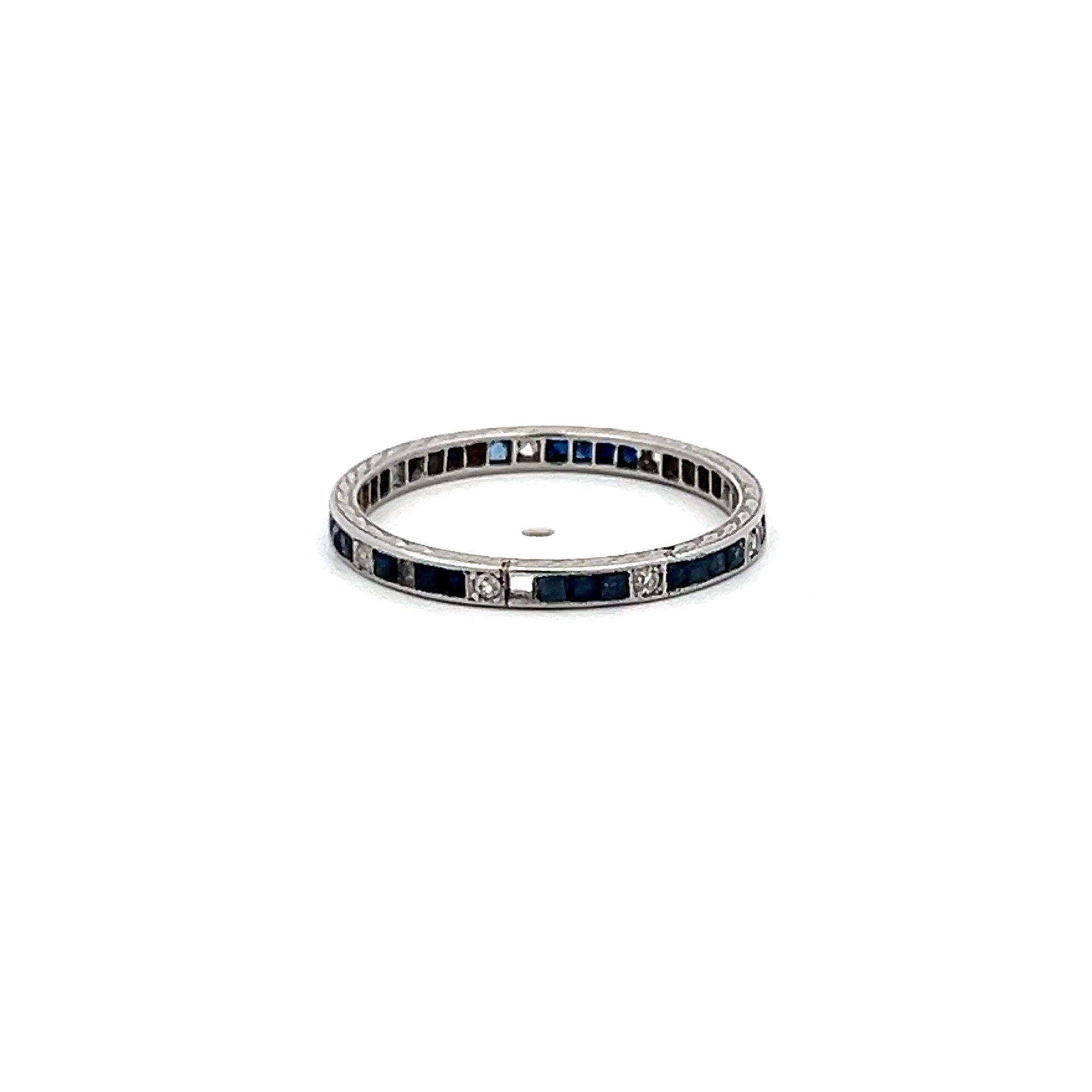 0.86 Carat Round Brilliant Sapphire Platinum Eternity Band Ring