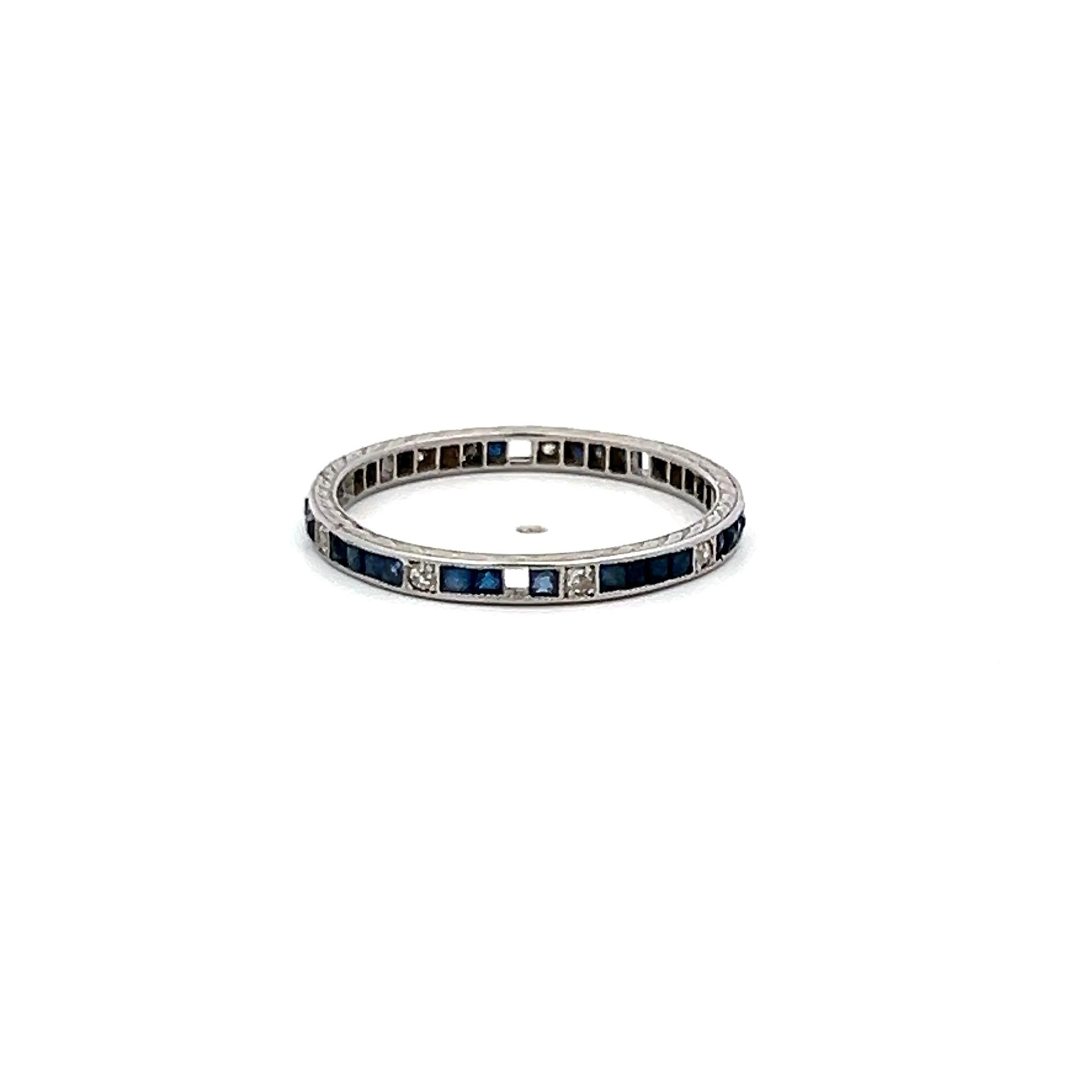 0.86 Carat Round Brilliant Sapphire Platinum Eternity Band Ring