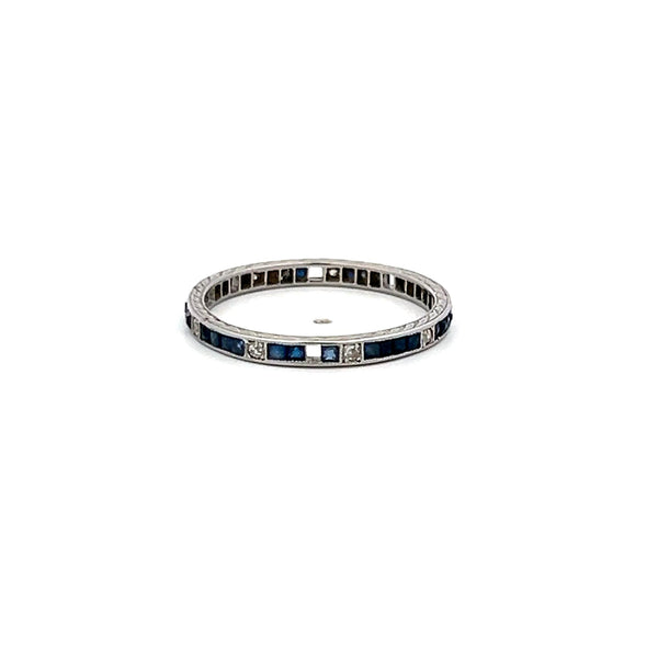0.86 Carat Round Brilliant Sapphire Platinum Eternity Band Ring