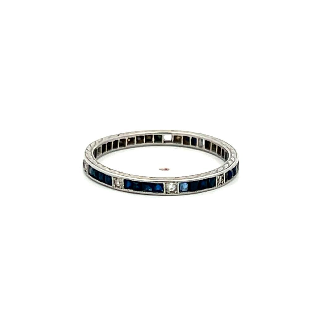 0.86 Carat Round Brilliant Sapphire Platinum Eternity Band Ring