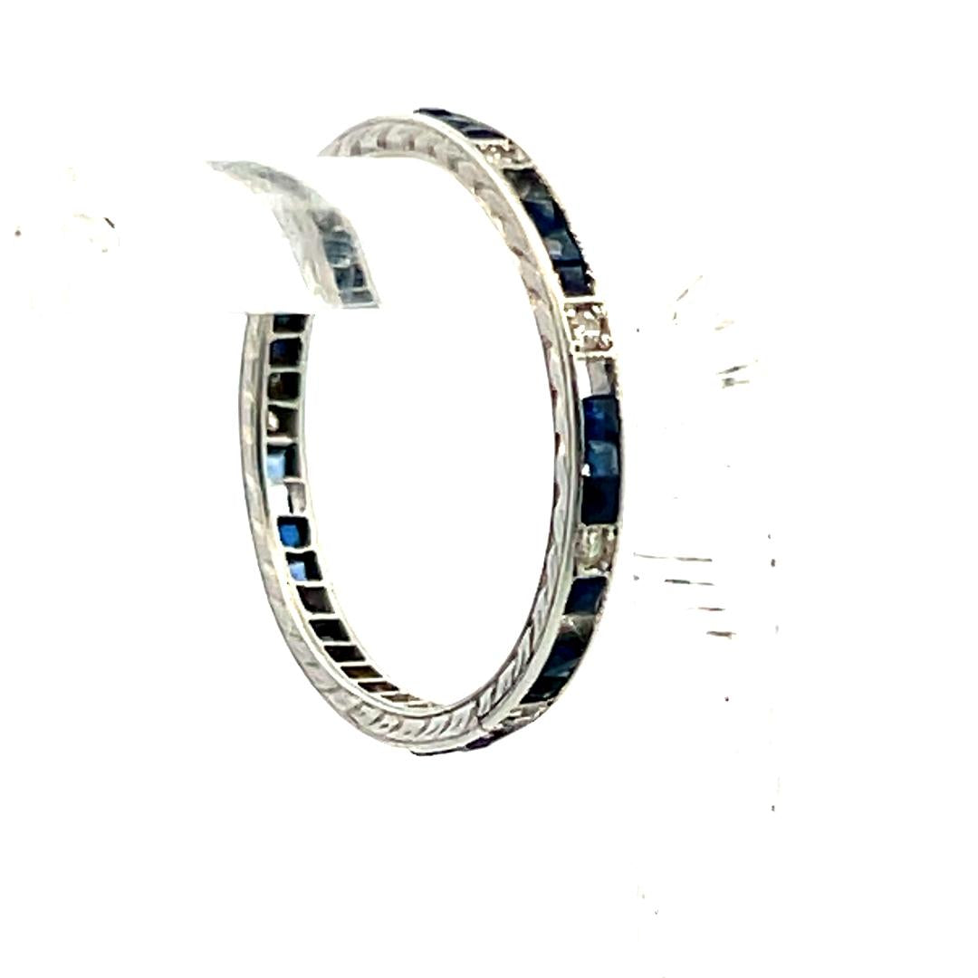 0.86 Carat Round Brilliant Sapphire Platinum Eternity Band Ring