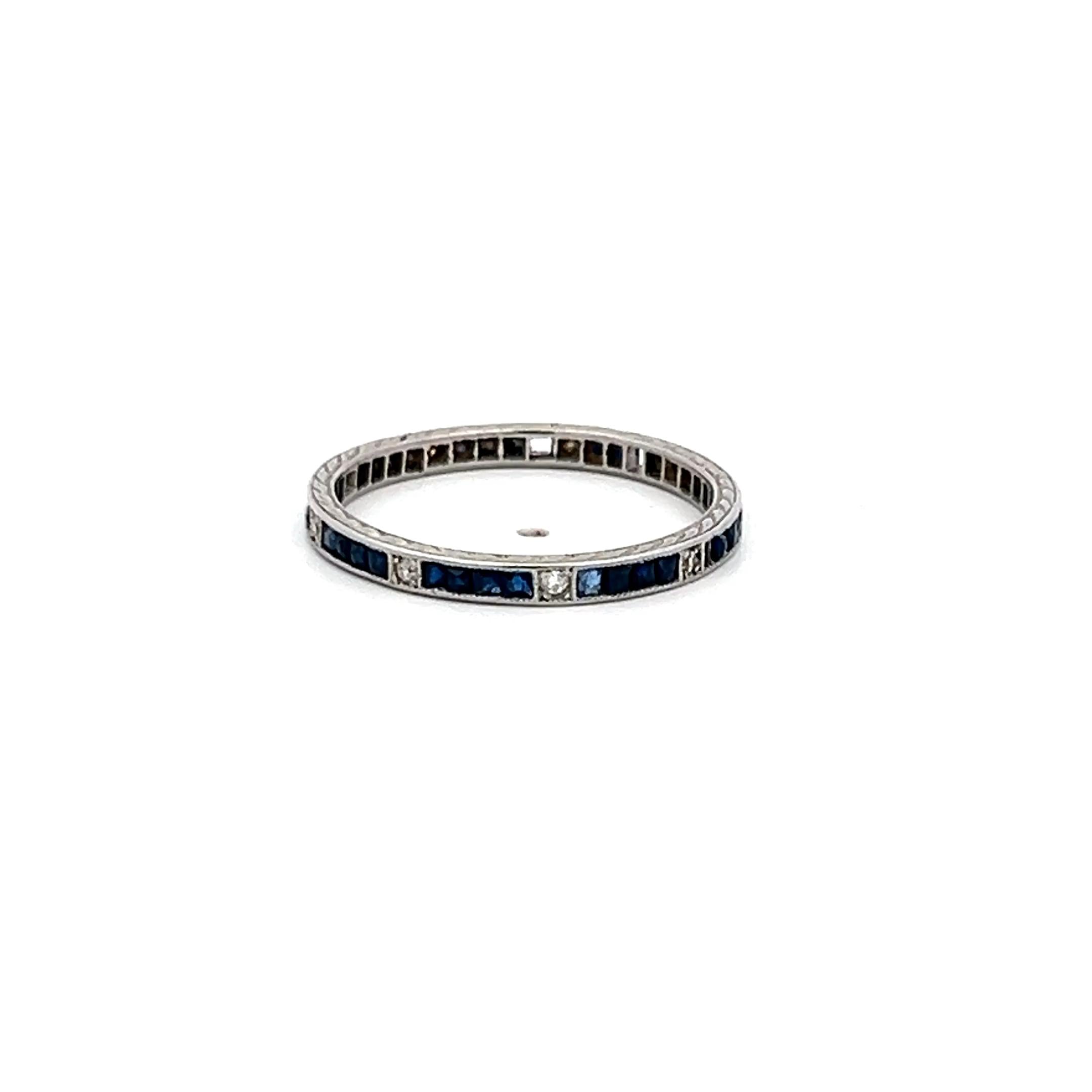 0.86 Carat Round Brilliant Sapphire Platinum Eternity Band Ring