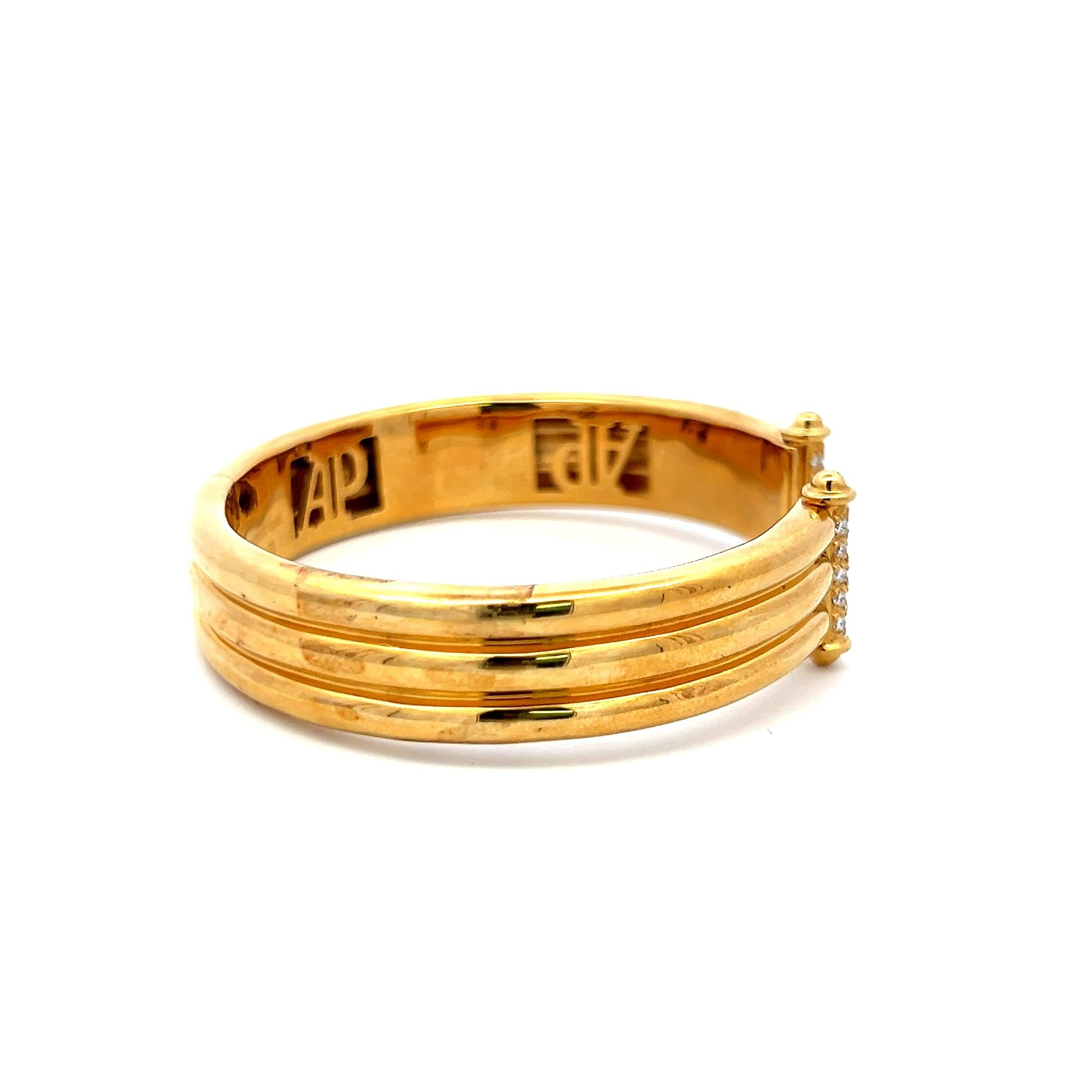 Audemars Piguet 0.52 Carat Round Diamond 18 Karat Yellow Gold Cuff Bracelet