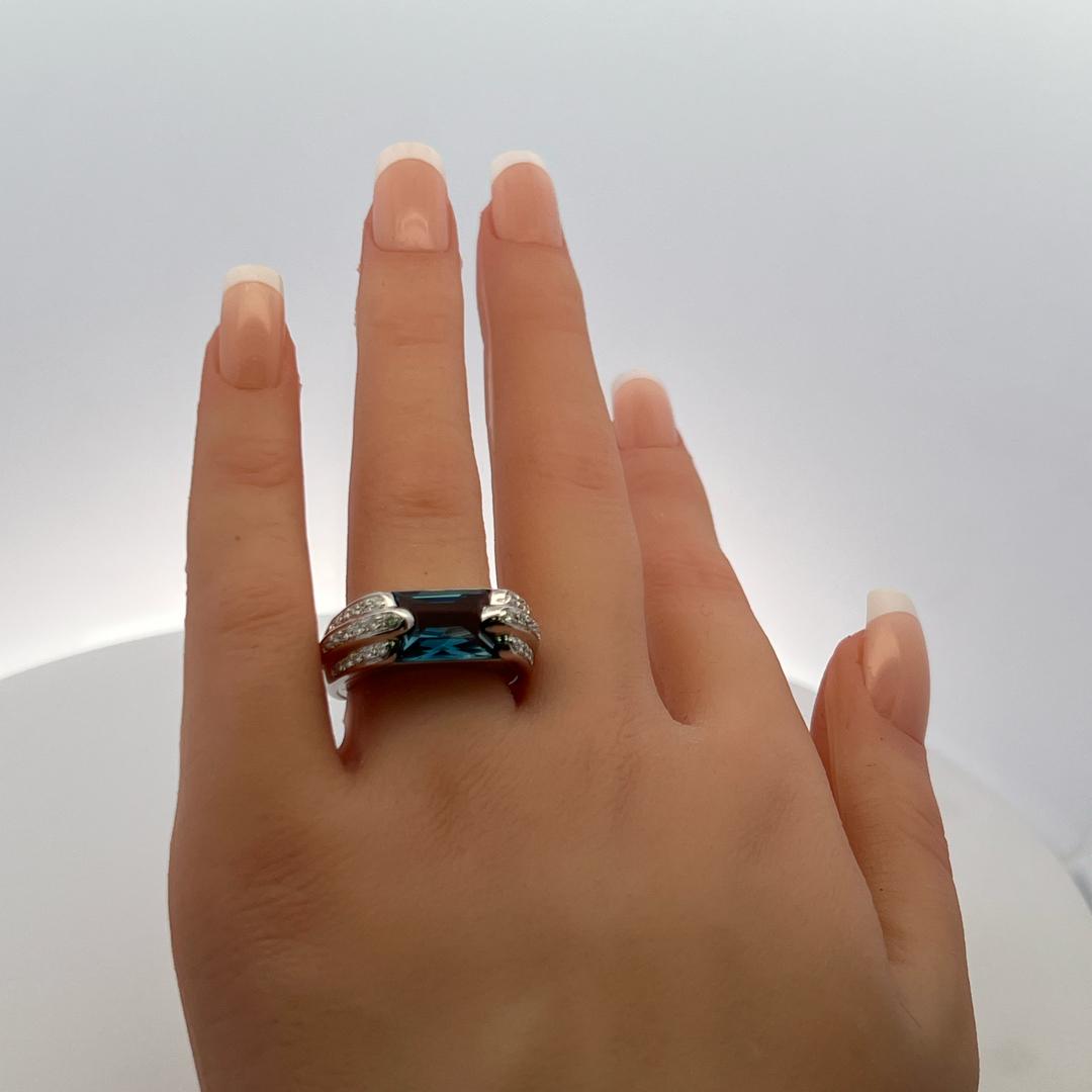 Audemars Piguet 5.00 Carat Aqua 1.00 Carat Round Diamond 18K WG Cocktail Ring
