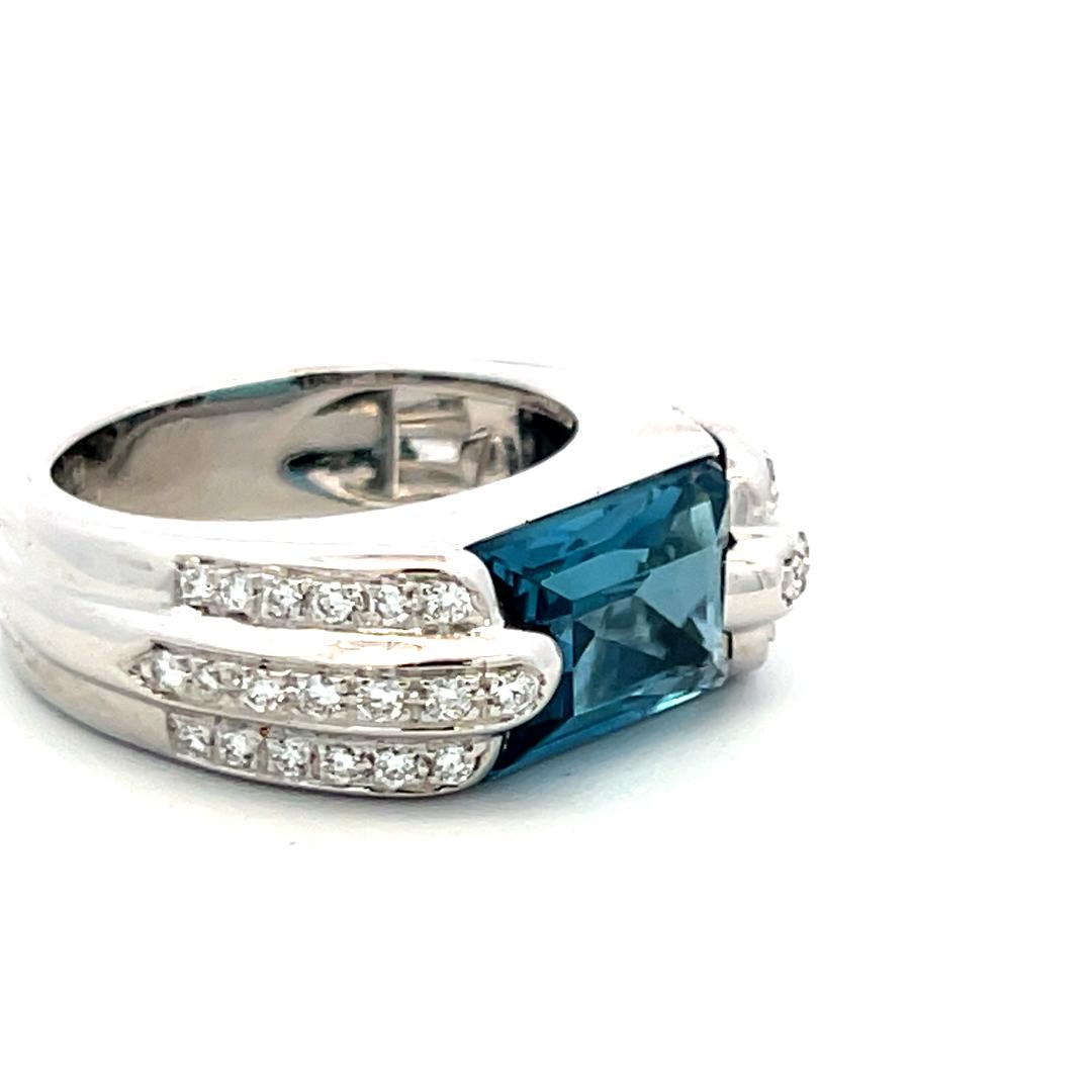 Audemars Piguet 5.00 Carat Aqua 1.00 Carat Round Diamond 18K WG Cocktail Ring