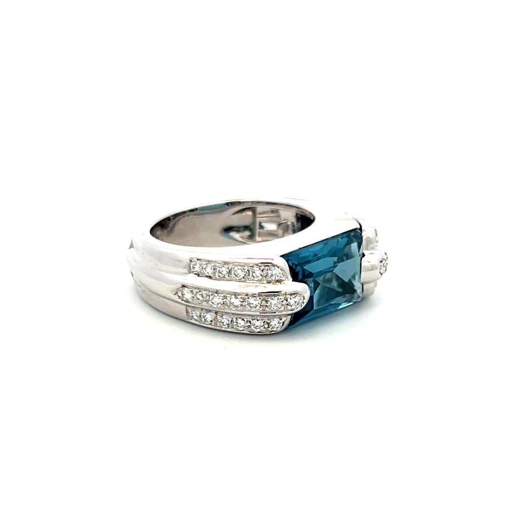 Audemars Piguet 5.00 Carat Aqua 1.00 Carat Round Diamond 18K WG Cocktail Ring