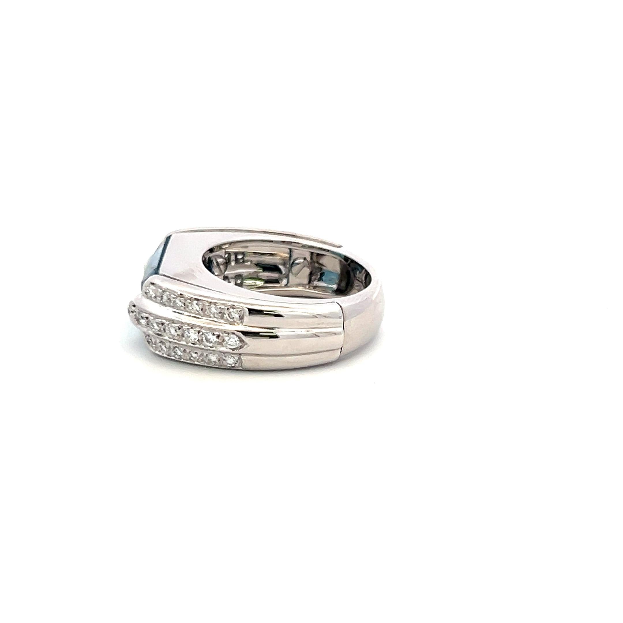Audemars Piguet 5.00 Carat Aqua 1.00 Carat Round Diamond 18K WG Cocktail Ring