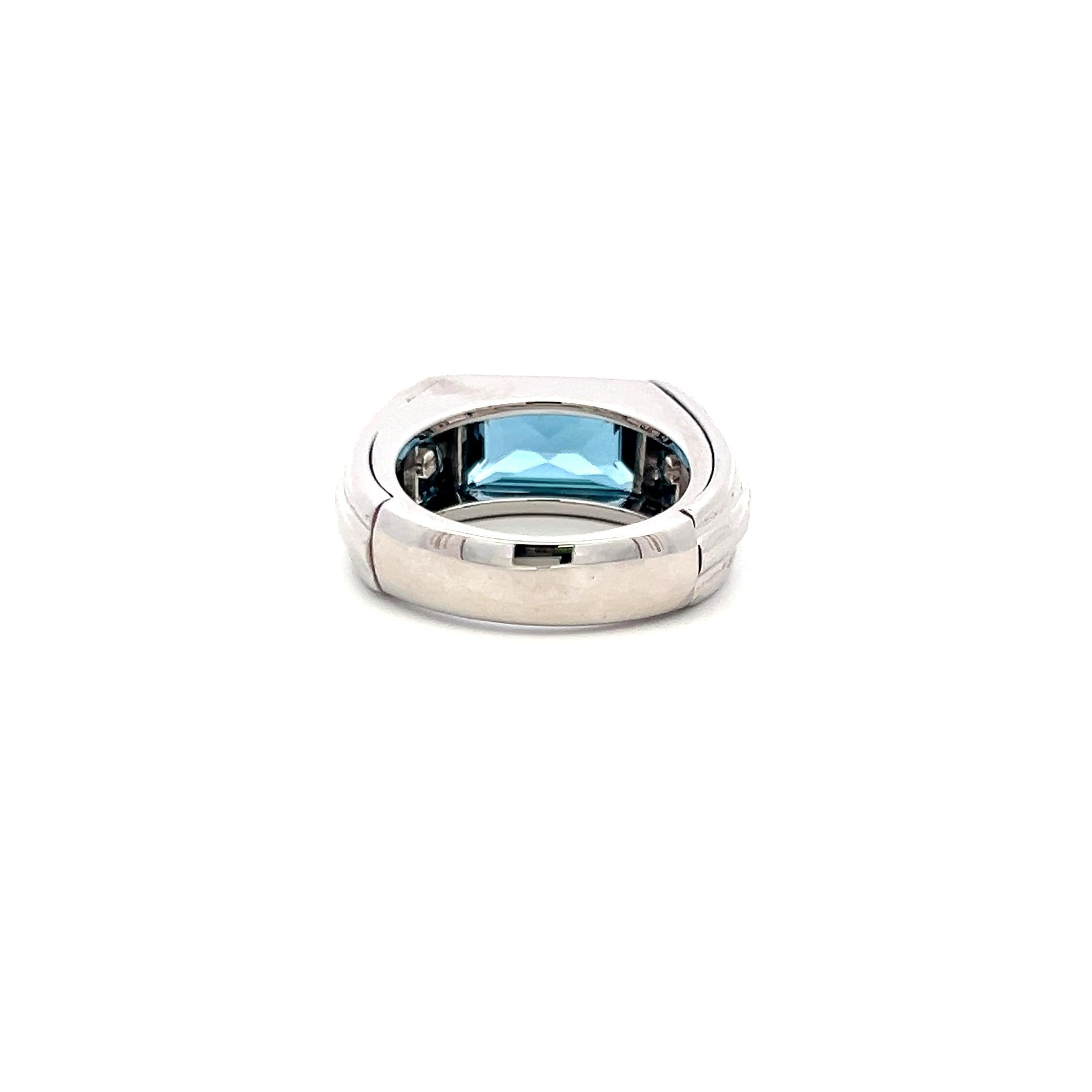Audemars Piguet 5.00 Carat Aqua 1.00 Carat Round Diamond 18K WG Cocktail Ring