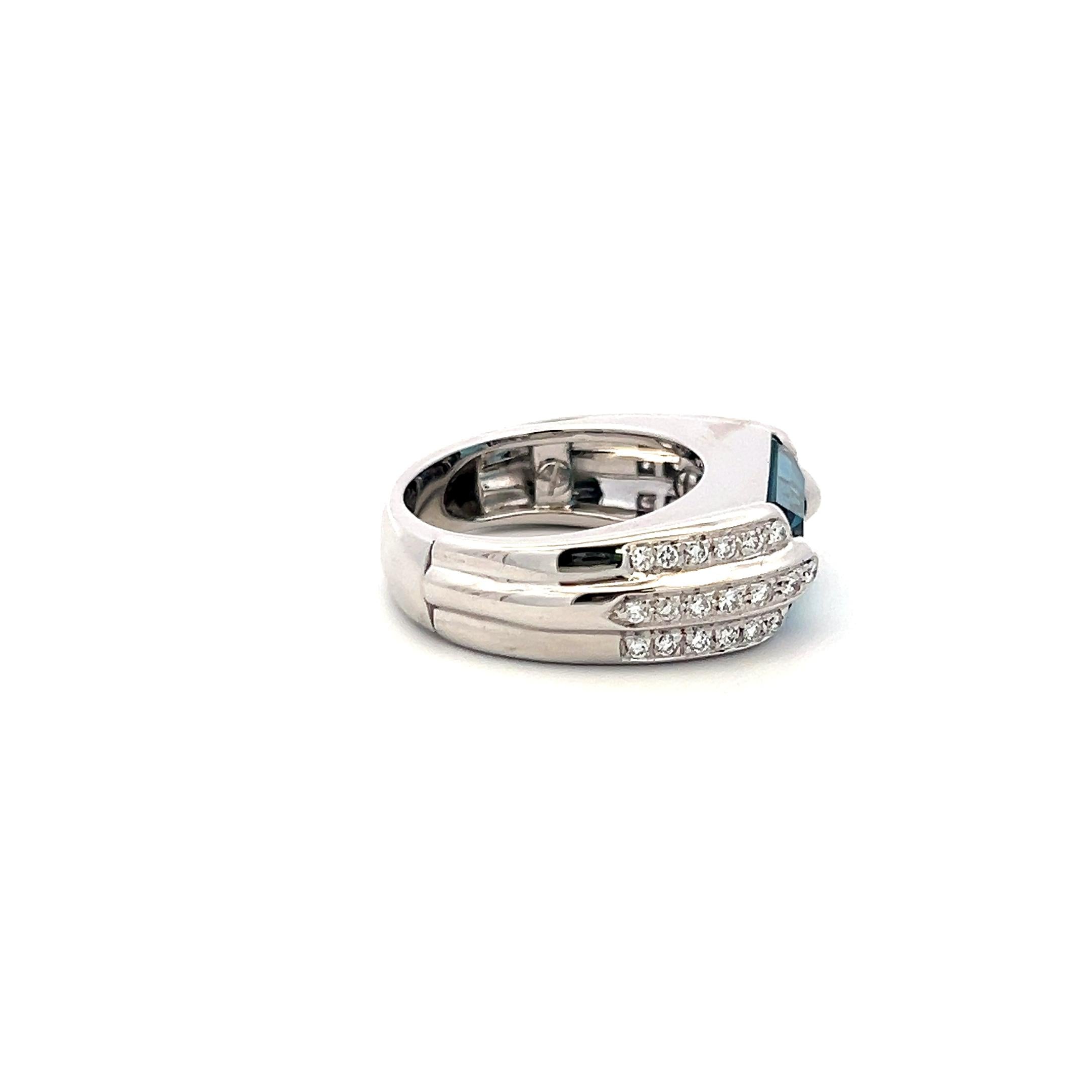 Audemars Piguet 5.00 Carat Aqua 1.00 Carat Round Diamond 18K WG Cocktail Ring