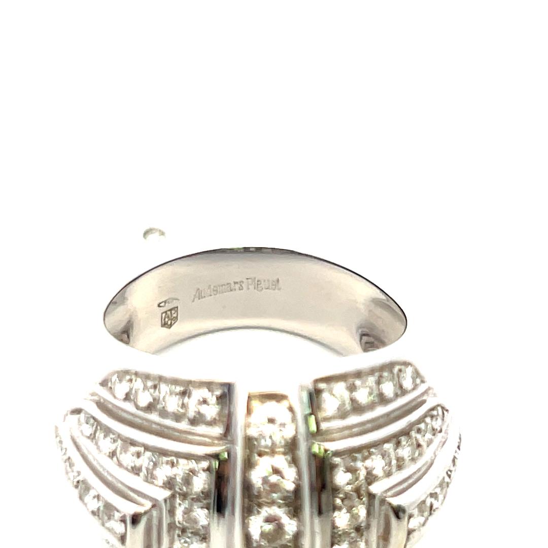 Audemars Piguet 1.72 Carat Round Diamond 18 Karat White Gold Cocktail Ring