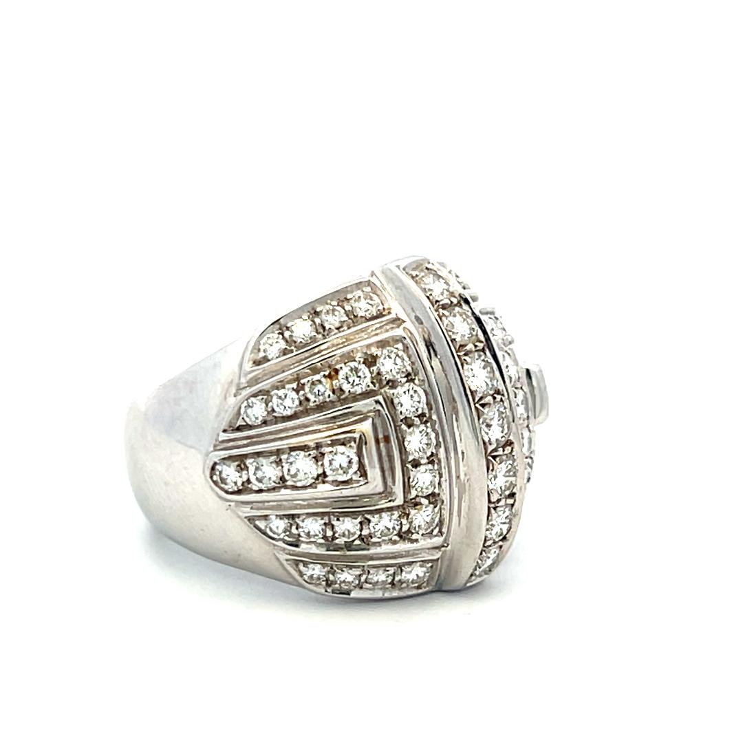 Audemars Piguet 1.72 Carat Round Diamond 18 Karat White Gold Cocktail Ring