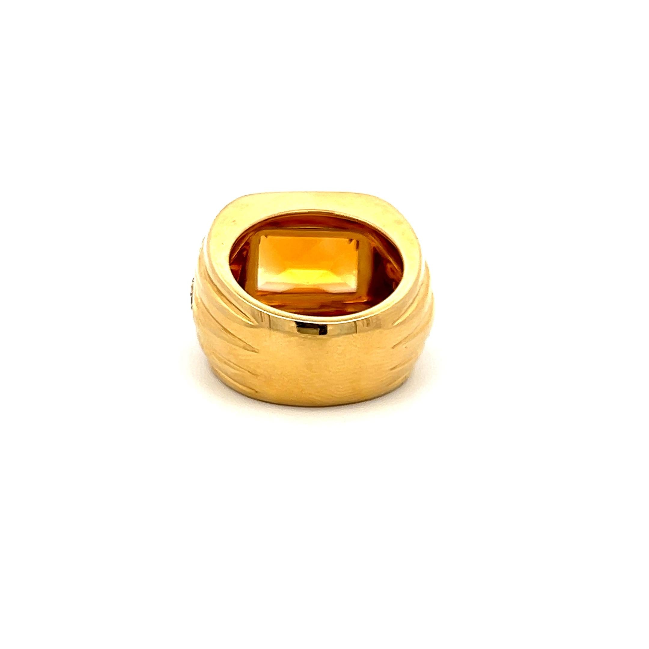Audemars Piguet 13-10.04MM Citrine 1.00 Carat Round Diamond 18K YG Cocktail Ring