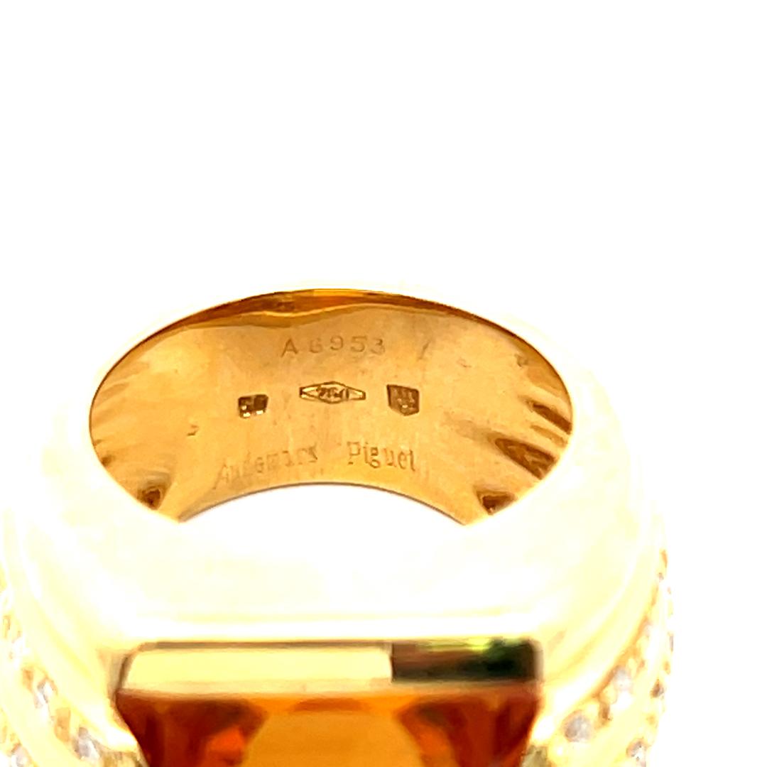 Audemars Piguet 13-10.04MM Citrine 1.00 Carat Round Diamond 18K YG Cocktail Ring