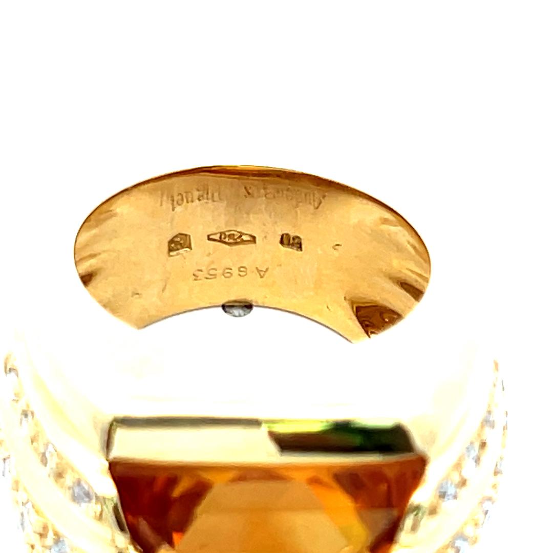Audemars Piguet 13-10.04MM Citrine 1.00 Carat Round Diamond 18K YG Cocktail Ring