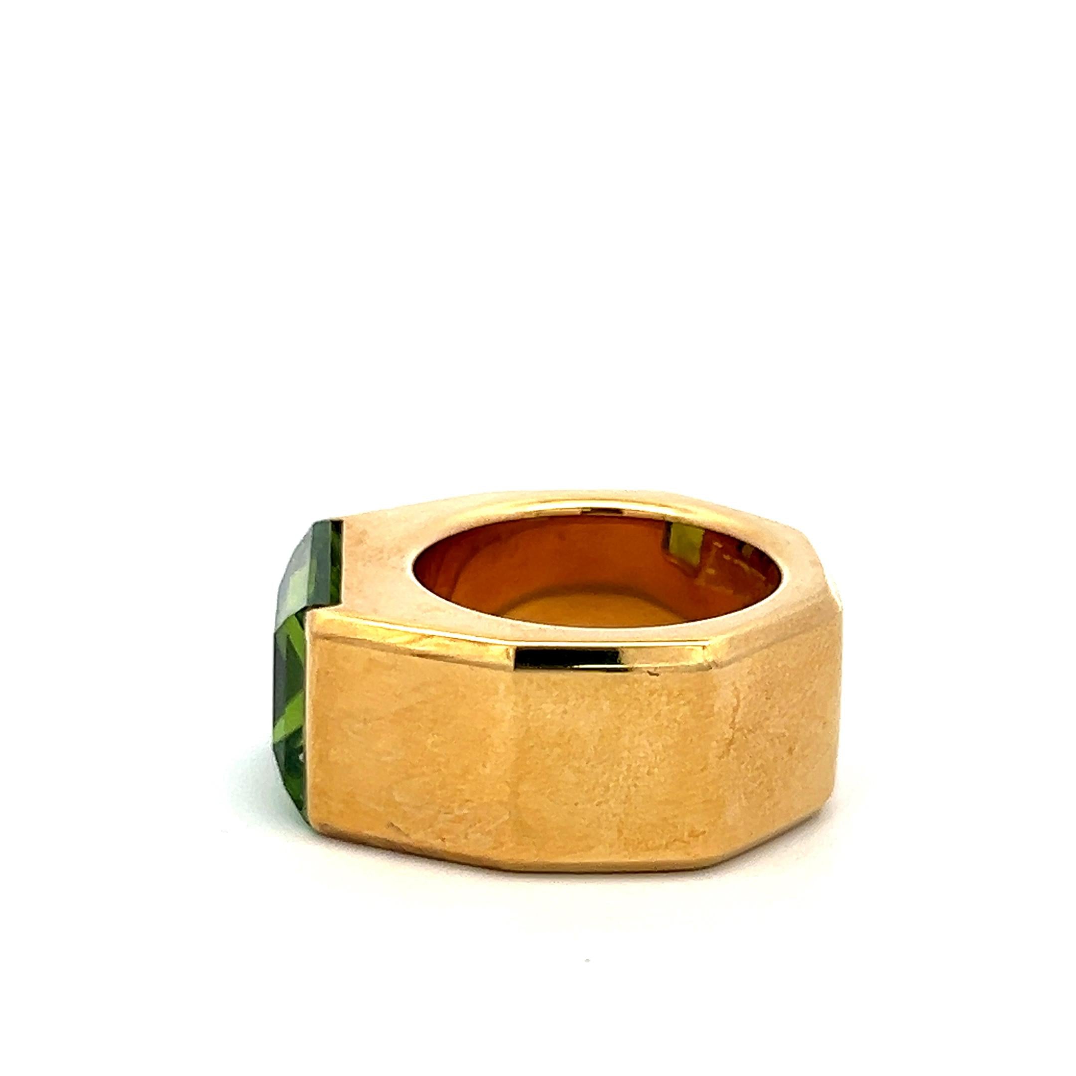 Audemars Piguet 6.00 Carat Emerald Cut 18 Karat Yellow Gold Cocktail Ring