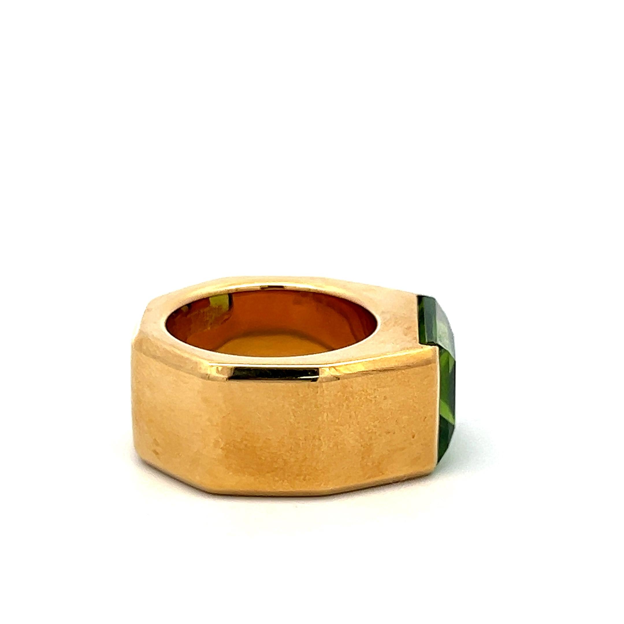 Audemars Piguet 6.00 Carat Emerald Cut 18 Karat Yellow Gold Cocktail Ring