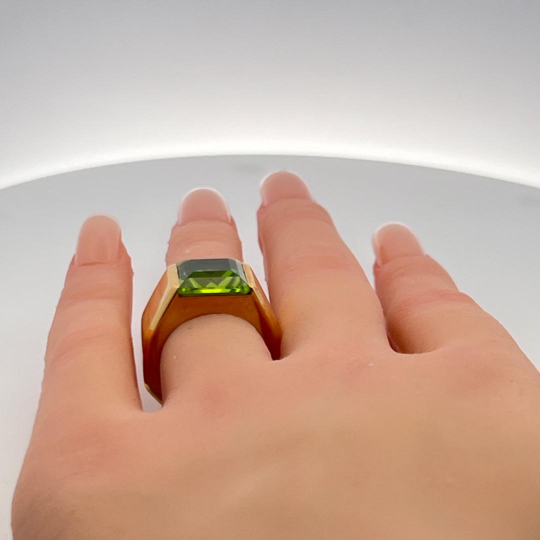 Audemars Piguet 6.00 Carat Emerald Cut 18 Karat Yellow Gold Cocktail Ring