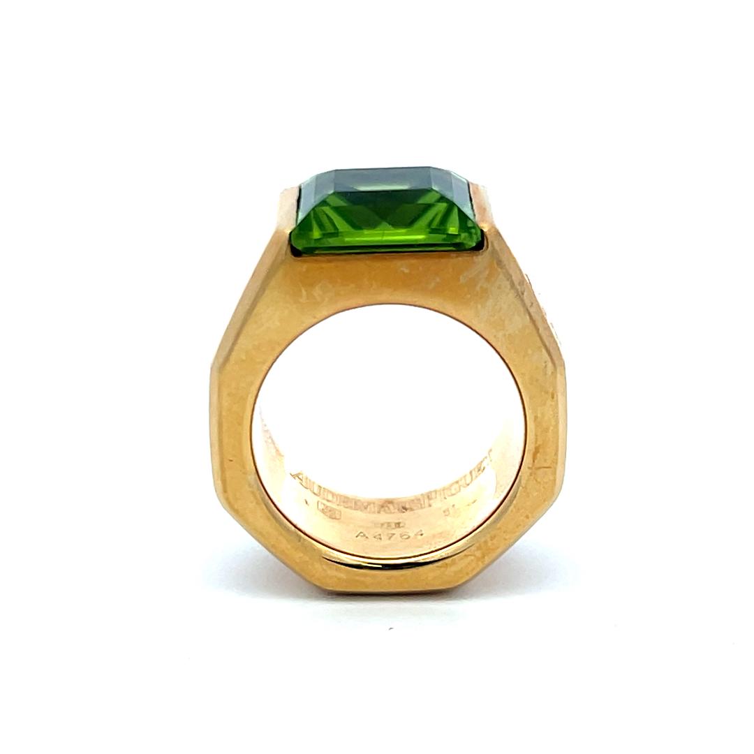 Audemars Piguet 6.00 Carat Emerald Cut 18 Karat Yellow Gold Cocktail Ring