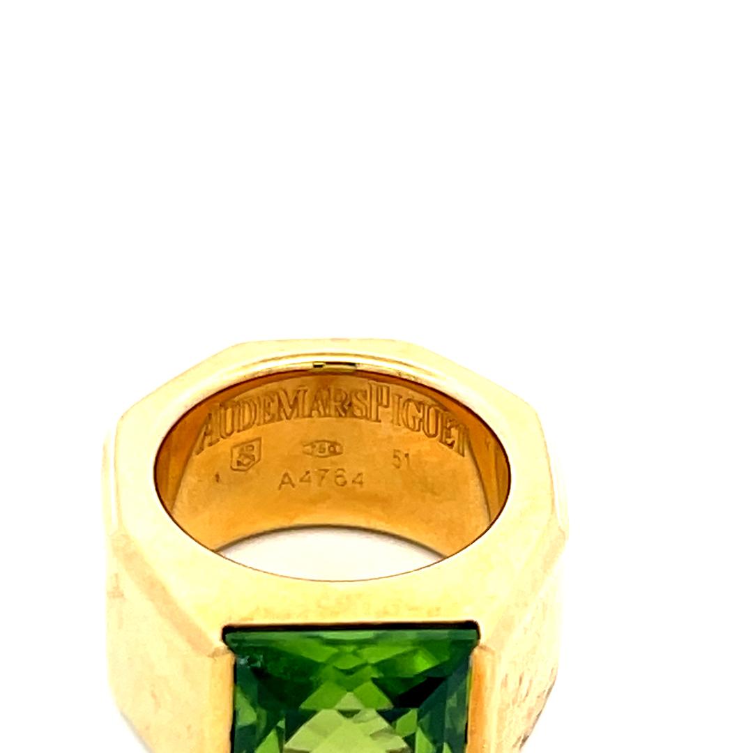 Audemars Piguet 6.00 Carat Emerald Cut 18 Karat Yellow Gold Cocktail Ring