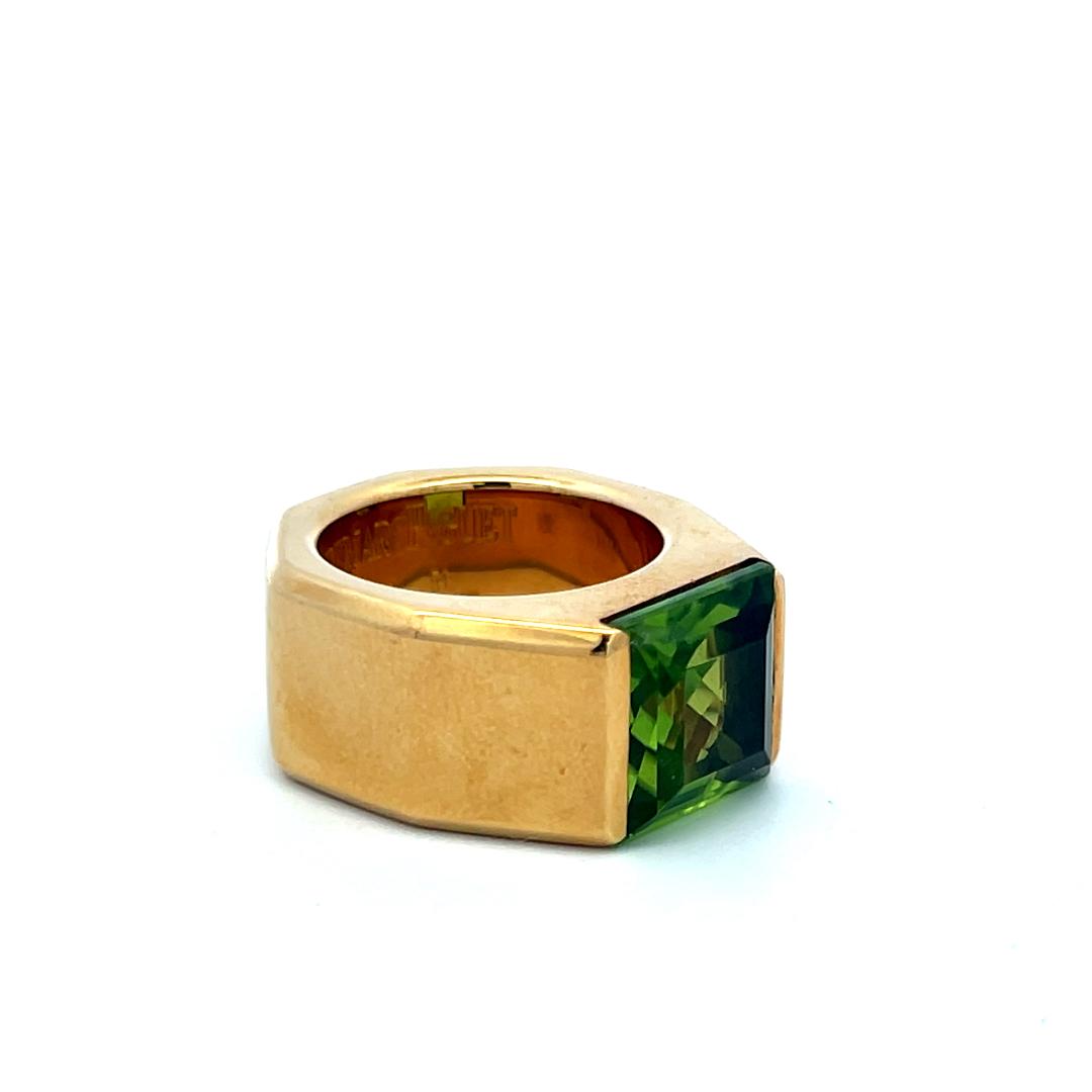 Audemars Piguet 6.00 Carat Emerald Cut 18 Karat Yellow Gold Cocktail Ring