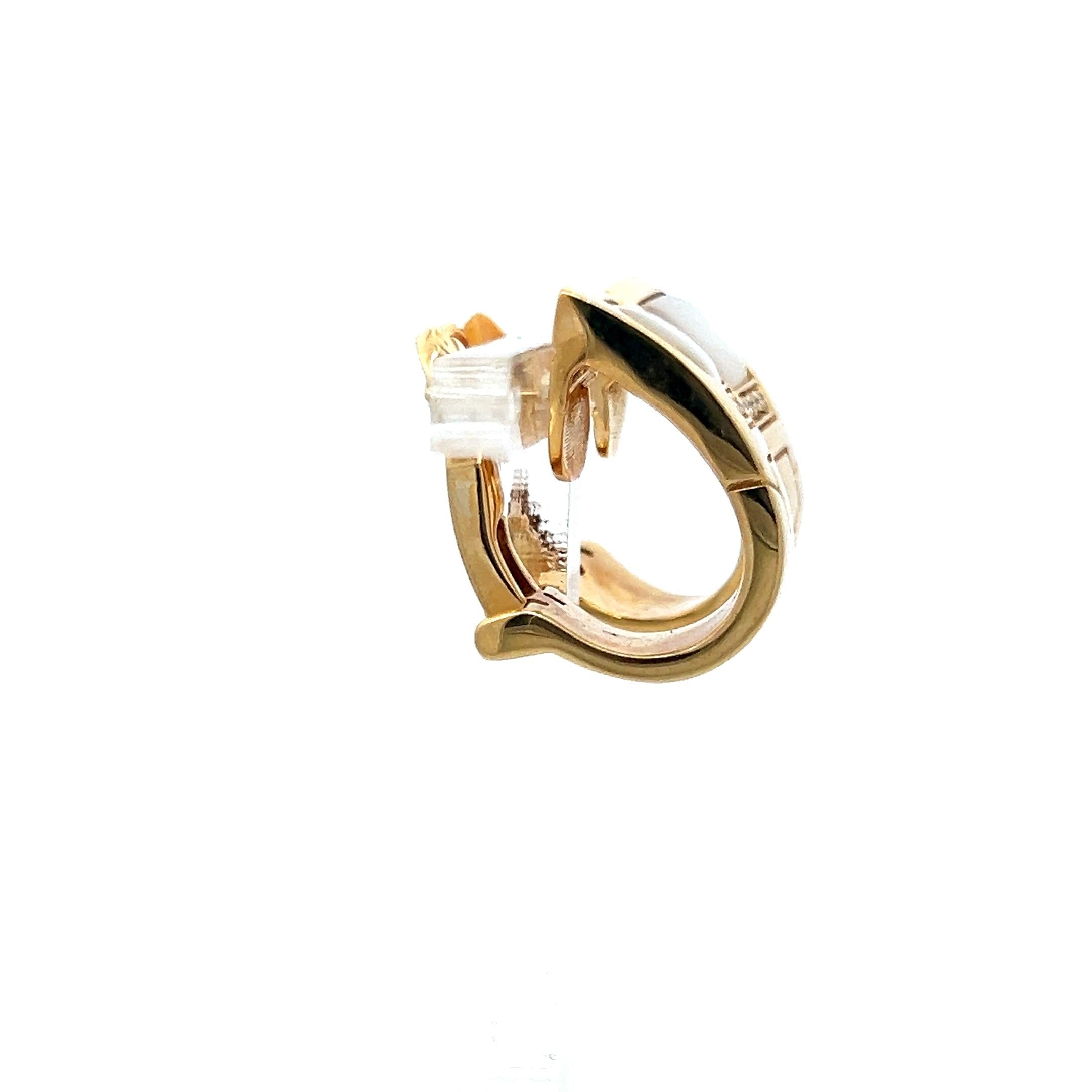 Audemars Piguet 0.07 Carat Round Diamond 18 Karat Yellow Gold Clip On Earrings