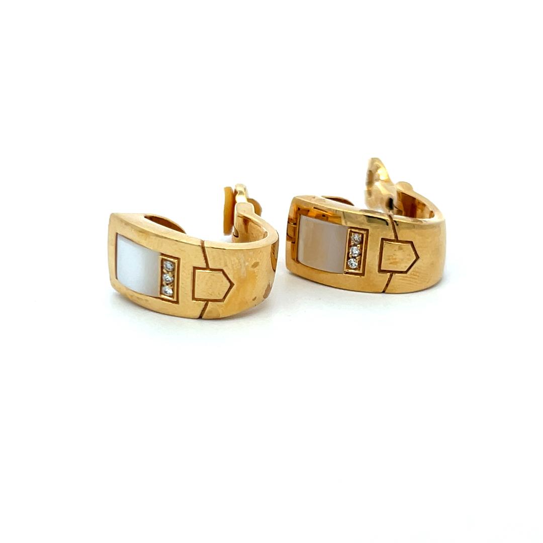 Audemars Piguet 0.07 Carat Round Diamond 18 Karat Yellow Gold Clip On Earrings