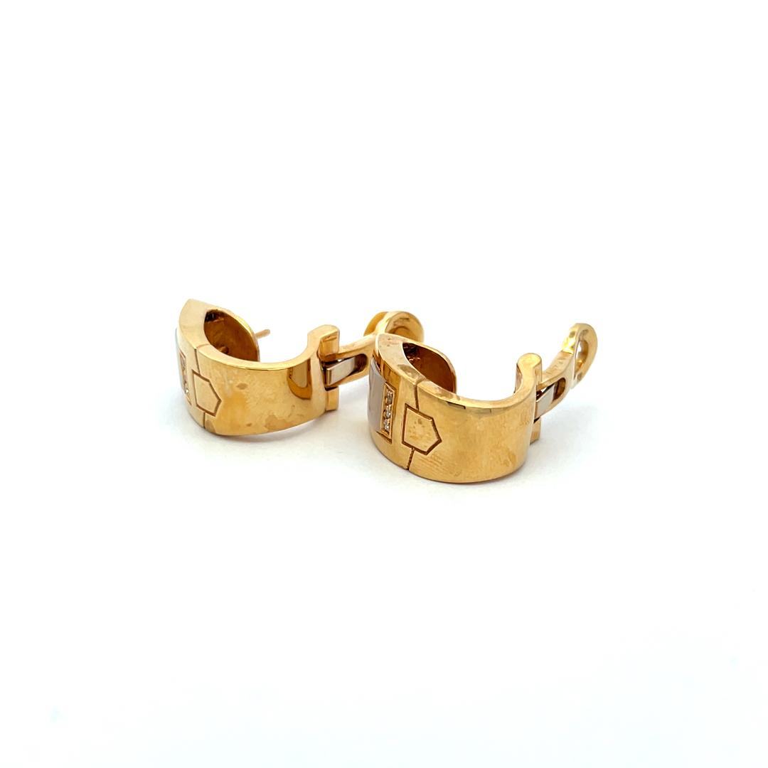 Audemars Piguet 0.07 Carat Round Diamond 18 Karat Yellow Gold Clip On Earrings