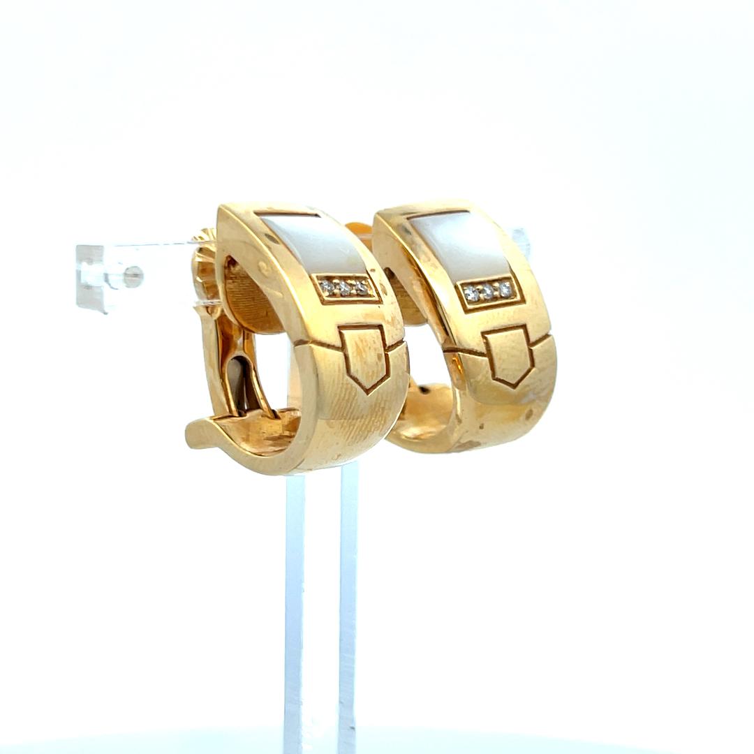 Audemars Piguet 0.07 Carat Round Diamond 18 Karat Yellow Gold Clip On Earrings