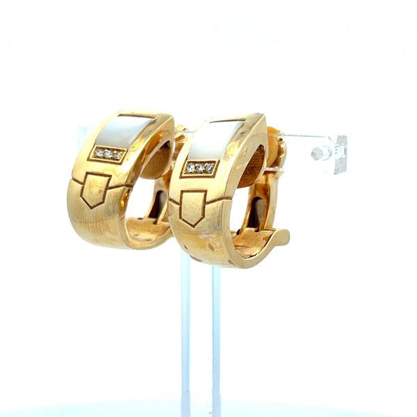 Audemars Piguet 0.07 Carat Round Diamond 18 Karat Yellow Gold Clip On Earrings