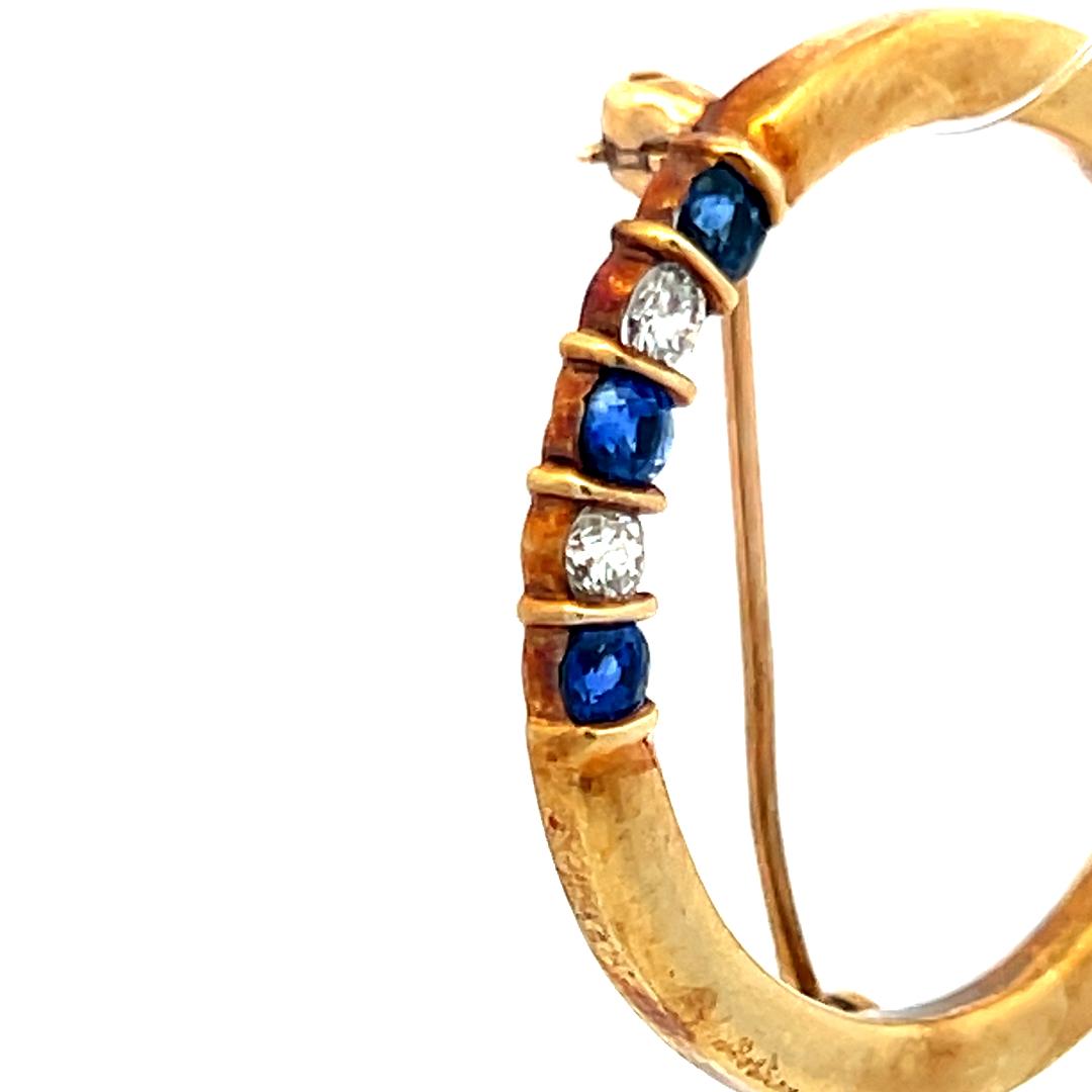 Tiffany & Co 0.18 Carat Sapphire 0.12 Carat Diamond 14K Yellow Gold Pin Brooch