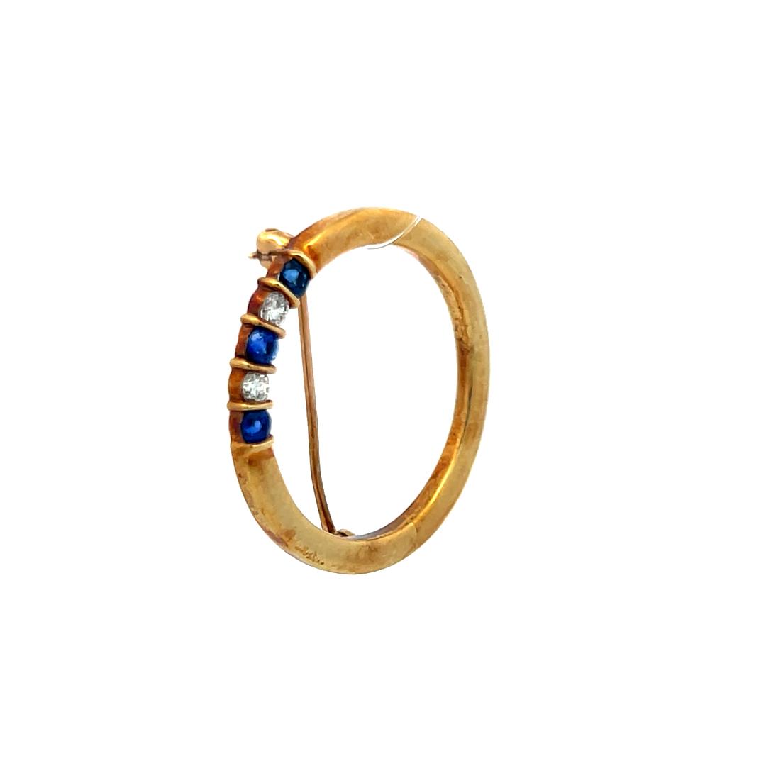 Tiffany & Co 0.18 Carat Sapphire 0.12 Carat Diamond 14K Yellow Gold Pin Brooch