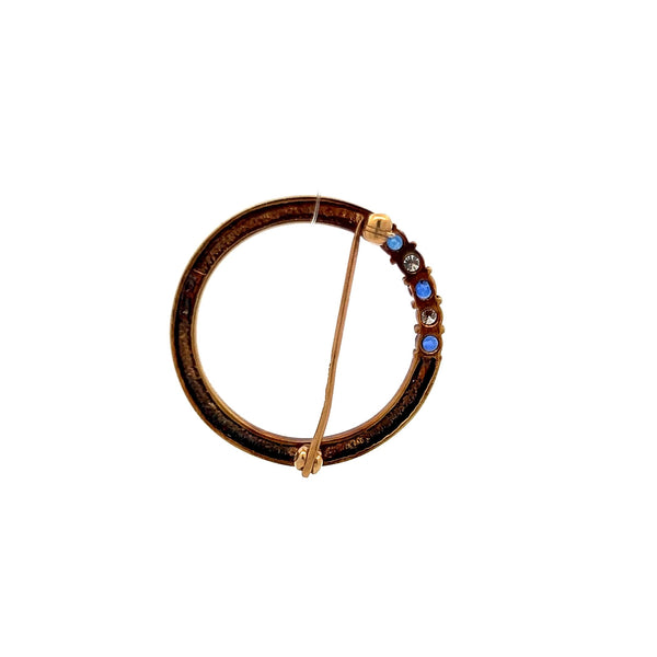 Tiffany & Co 0.18 Carat Sapphire 0.12 Carat Diamond 14K Yellow Gold Pin Brooch
