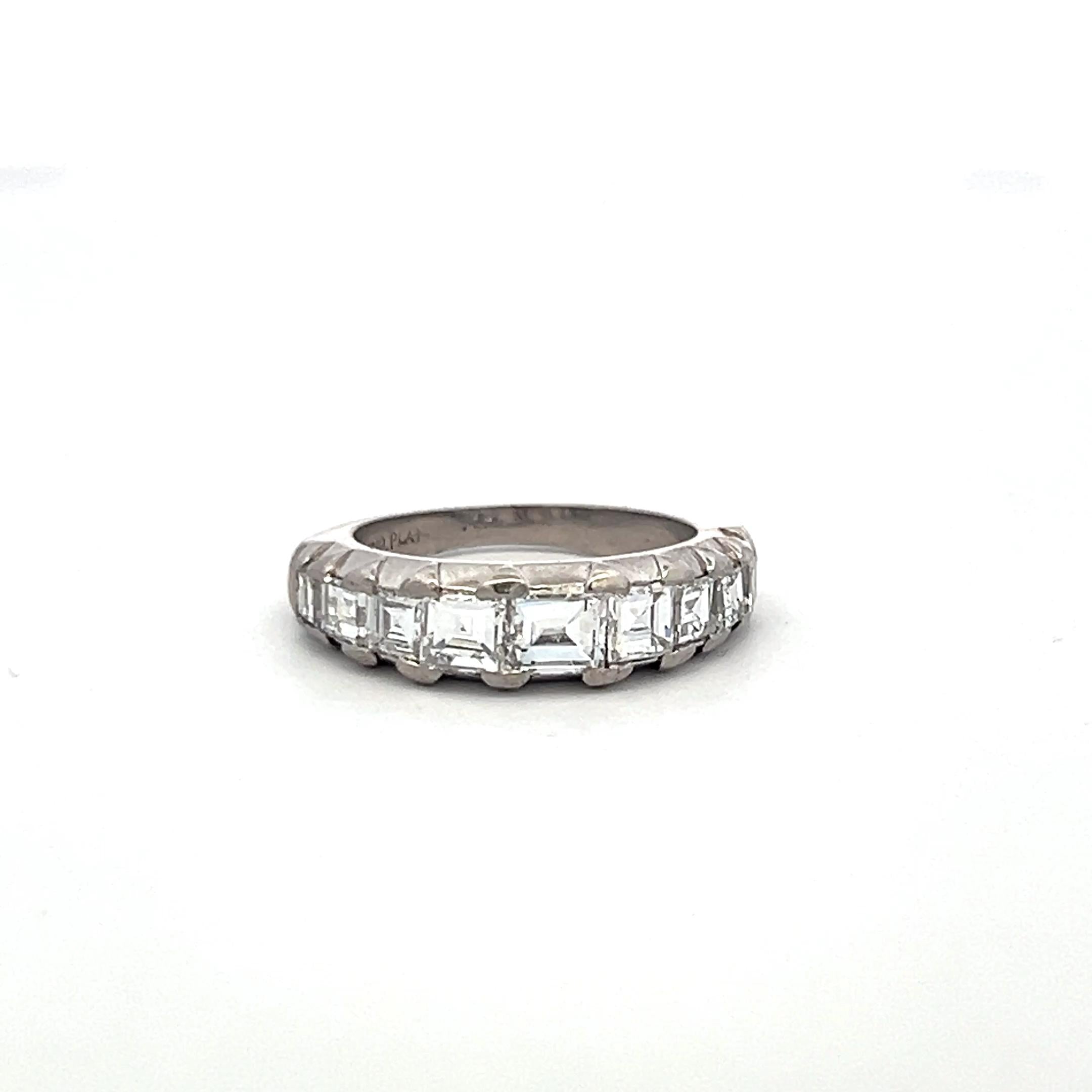 1.50 Carat Asscher Cut E VS Diamond Platinum Half-Eternity Ring