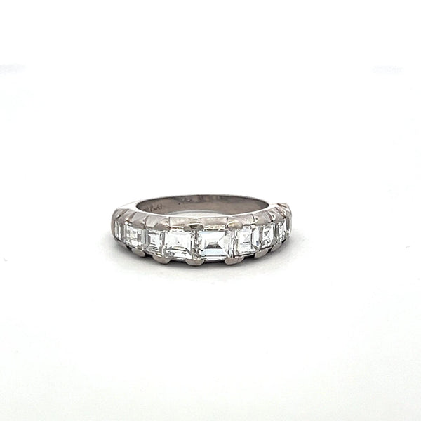 1.50 Carat Asscher Cut E VS Diamond Platinum Half-Eternity Ring