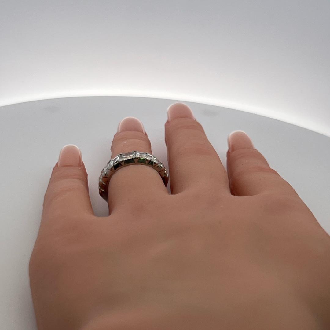 1.50 Carat Asscher Cut E VS Diamond Platinum Half-Eternity Ring