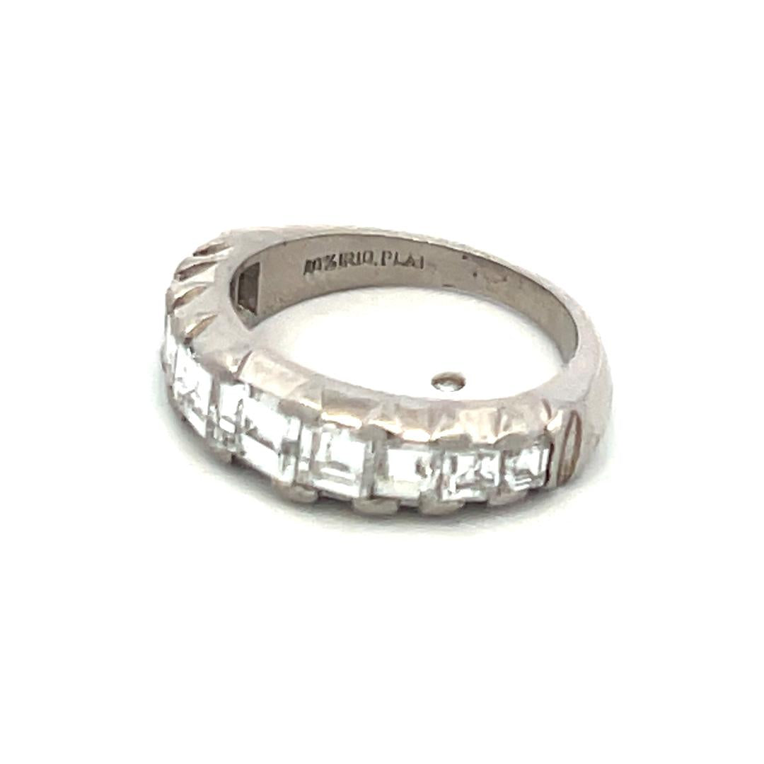 1.50 Carat Asscher Cut E VS Diamond Platinum Half-Eternity Ring