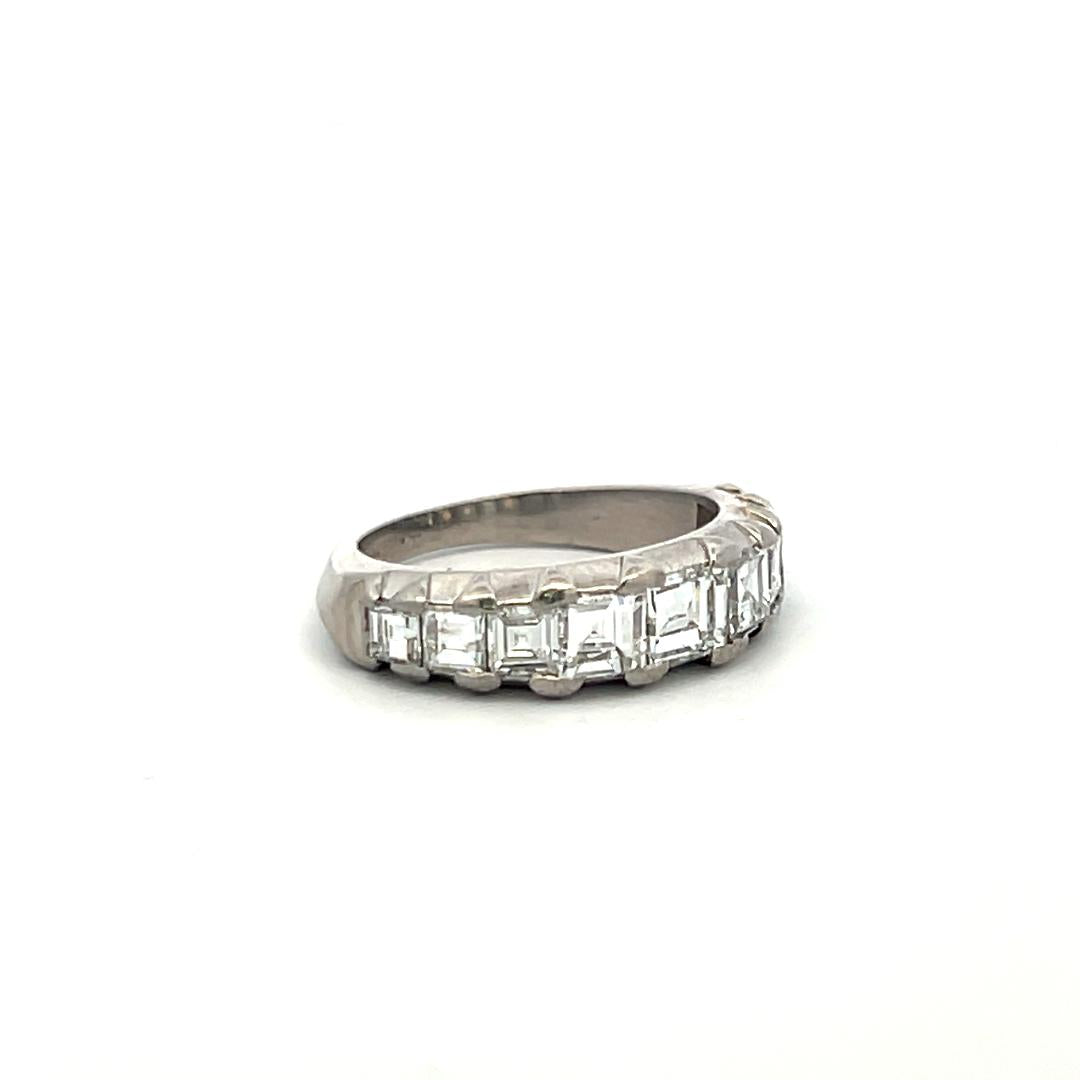 1.50 Carat Asscher Cut E VS Diamond Platinum Half-Eternity Ring