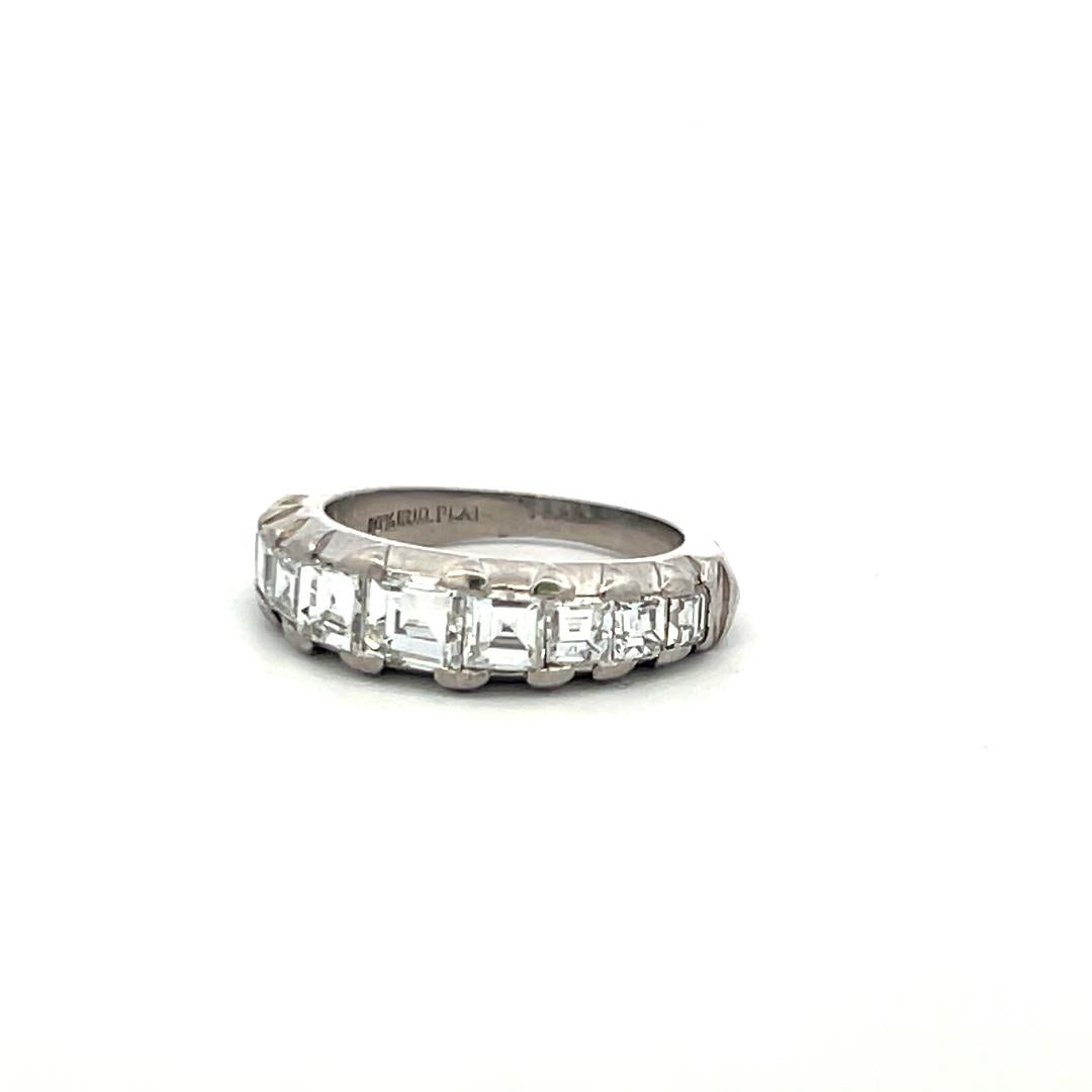 1.50 Carat Asscher Cut E VS Diamond Platinum Half-Eternity Ring