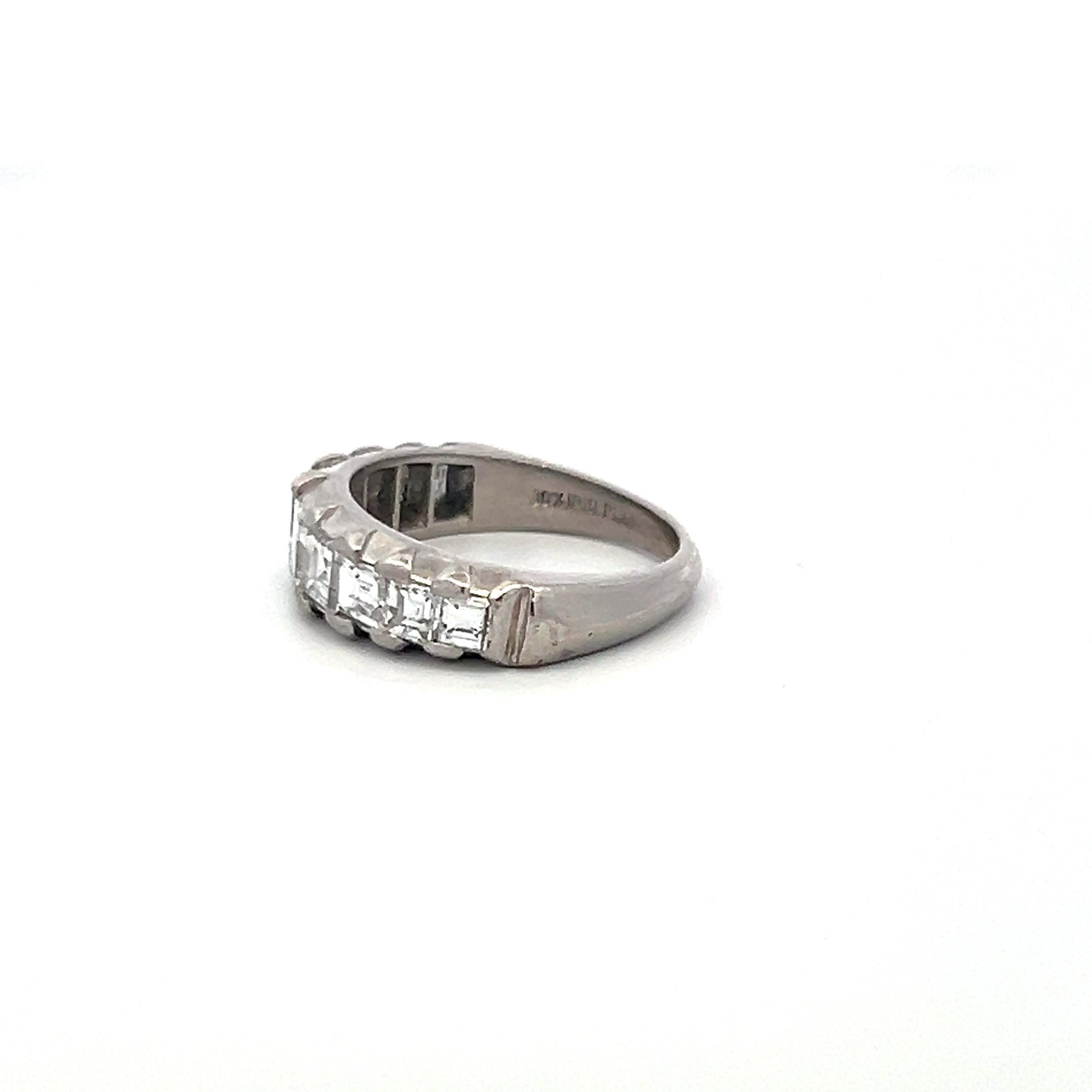 1.50 Carat Asscher Cut E VS Diamond Platinum Half-Eternity Ring
