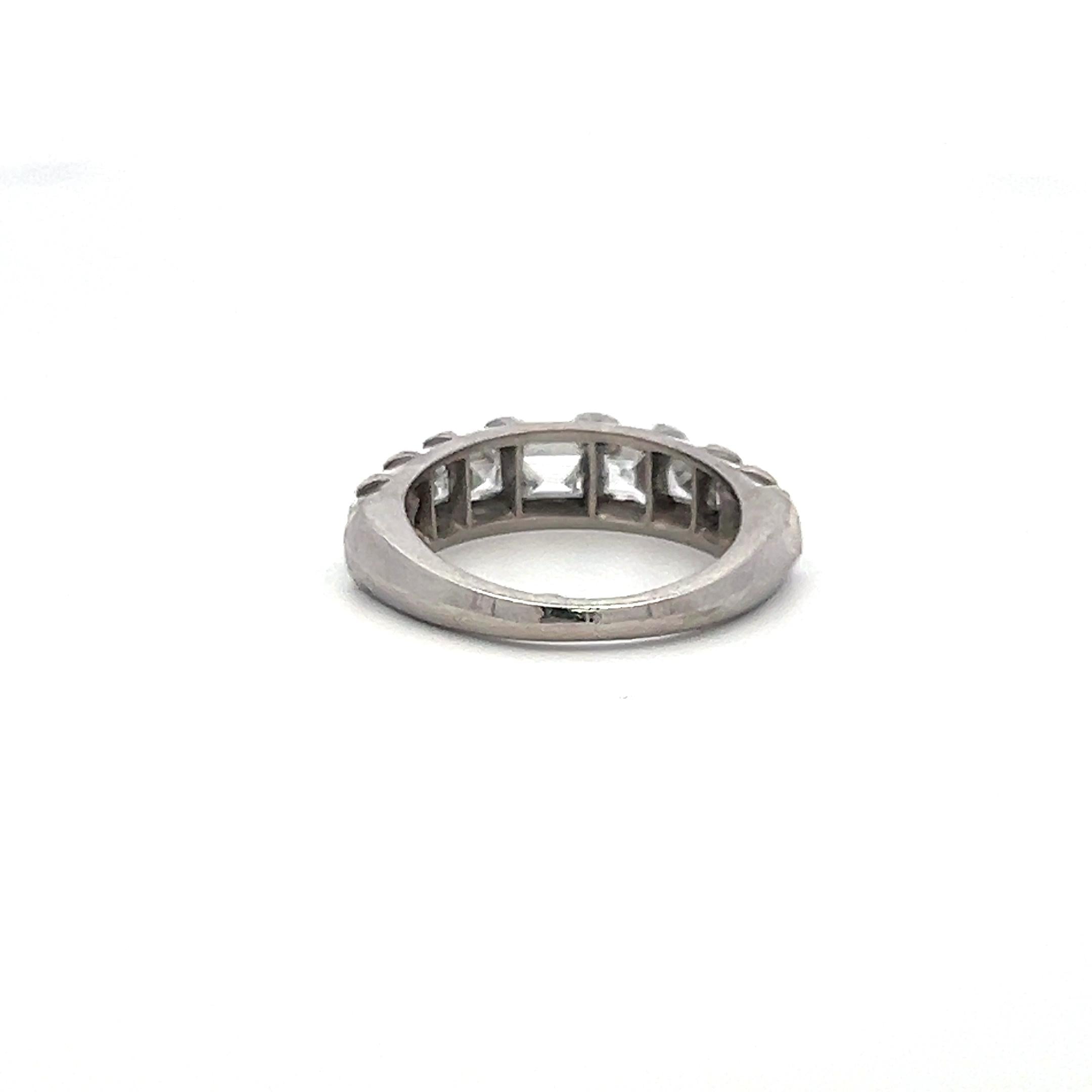1.50 Carat Asscher Cut E VS Diamond Platinum Half-Eternity Ring
