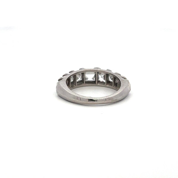 1.50 Carat Asscher Cut E VS Diamond Platinum Half-Eternity Ring