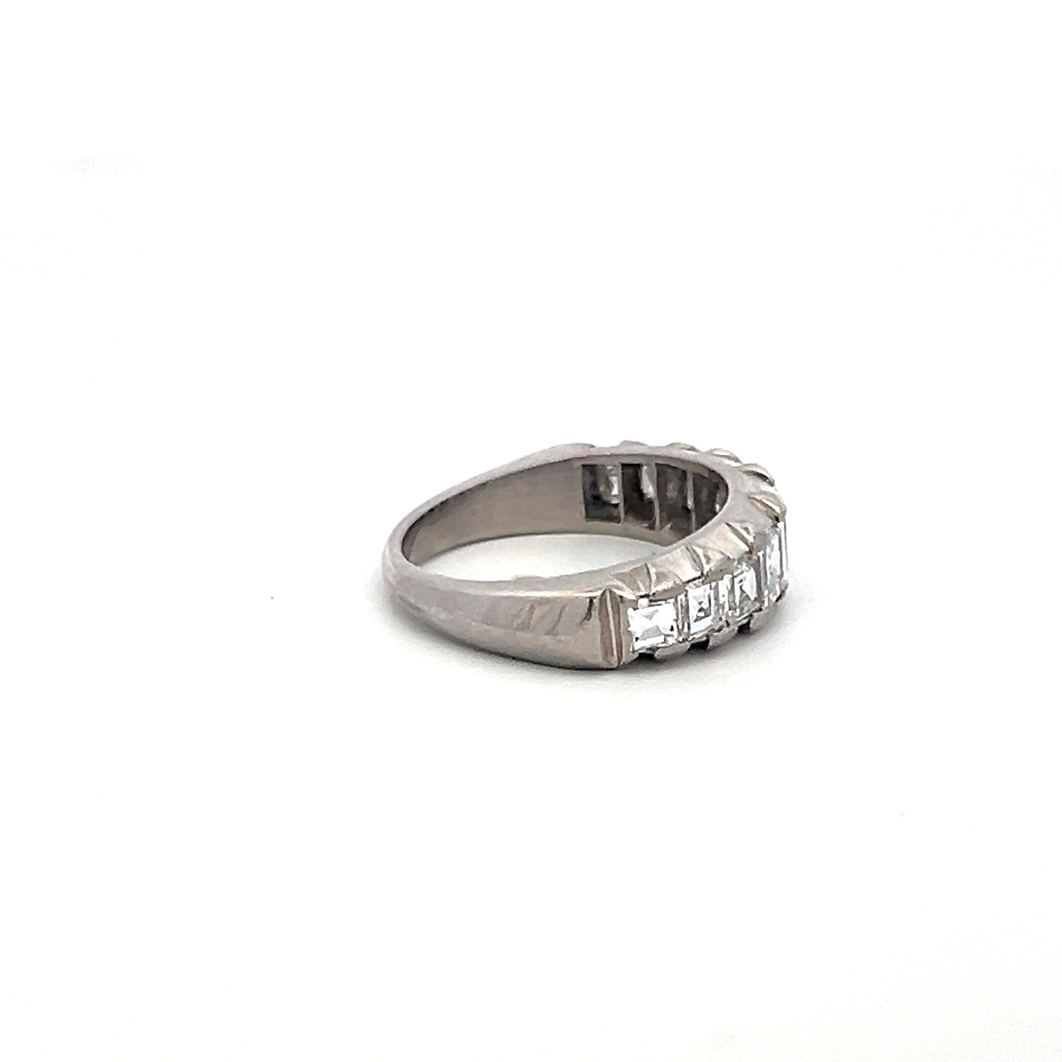 1.50 Carat Asscher Cut E VS Diamond Platinum Half-Eternity Ring