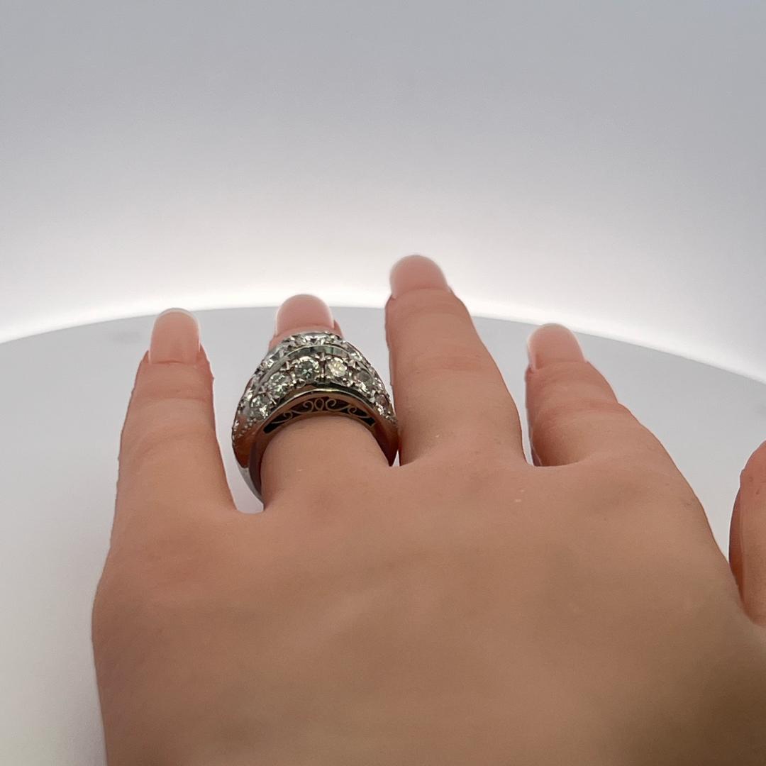 Vintage Platinum Cocktail Ring with 5.35 Carat Round E VS Diamonds Size 5.75
