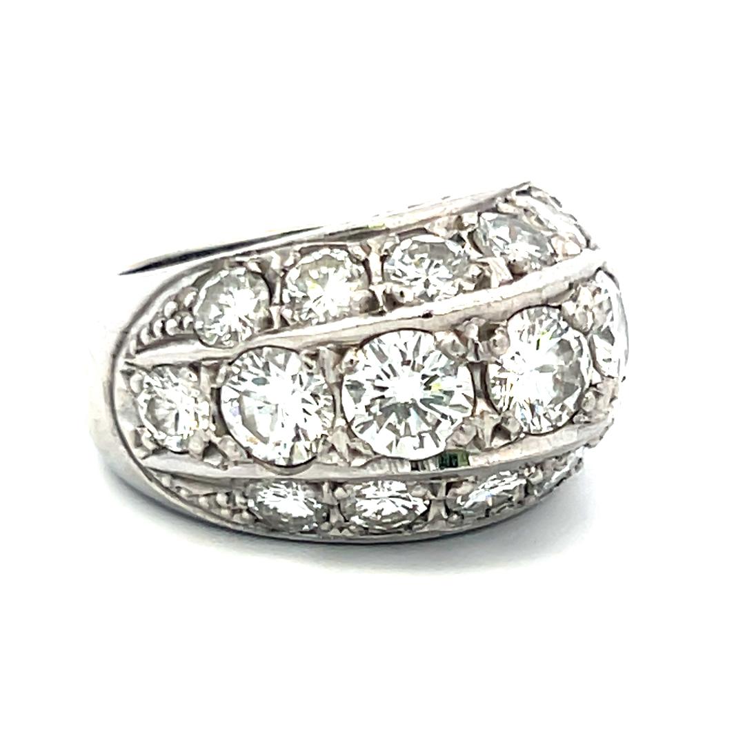 Vintage Platinum Cocktail Ring with 5.35 Carat Round E VS Diamonds Size 5.75
