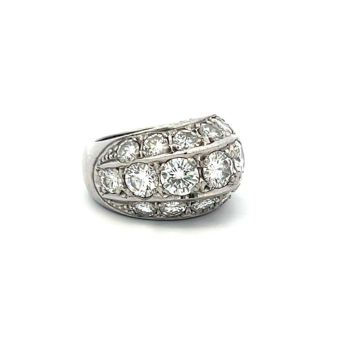 Vintage Platinum Cocktail Ring with 5.35 Carat Round E VS Diamonds Size 5.75