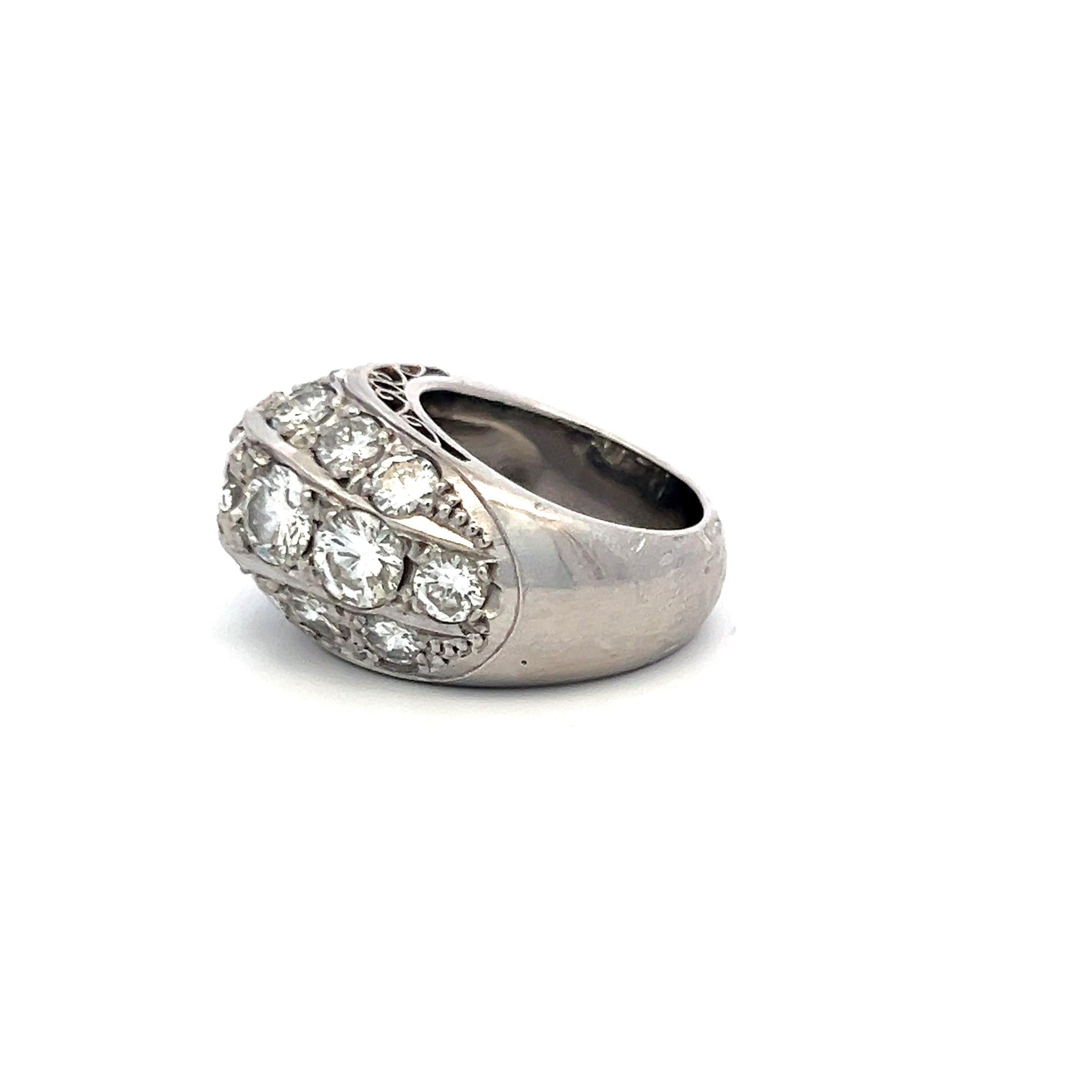 Vintage Platinum Cocktail Ring with 5.35 Carat Round E VS Diamonds Size 5.75