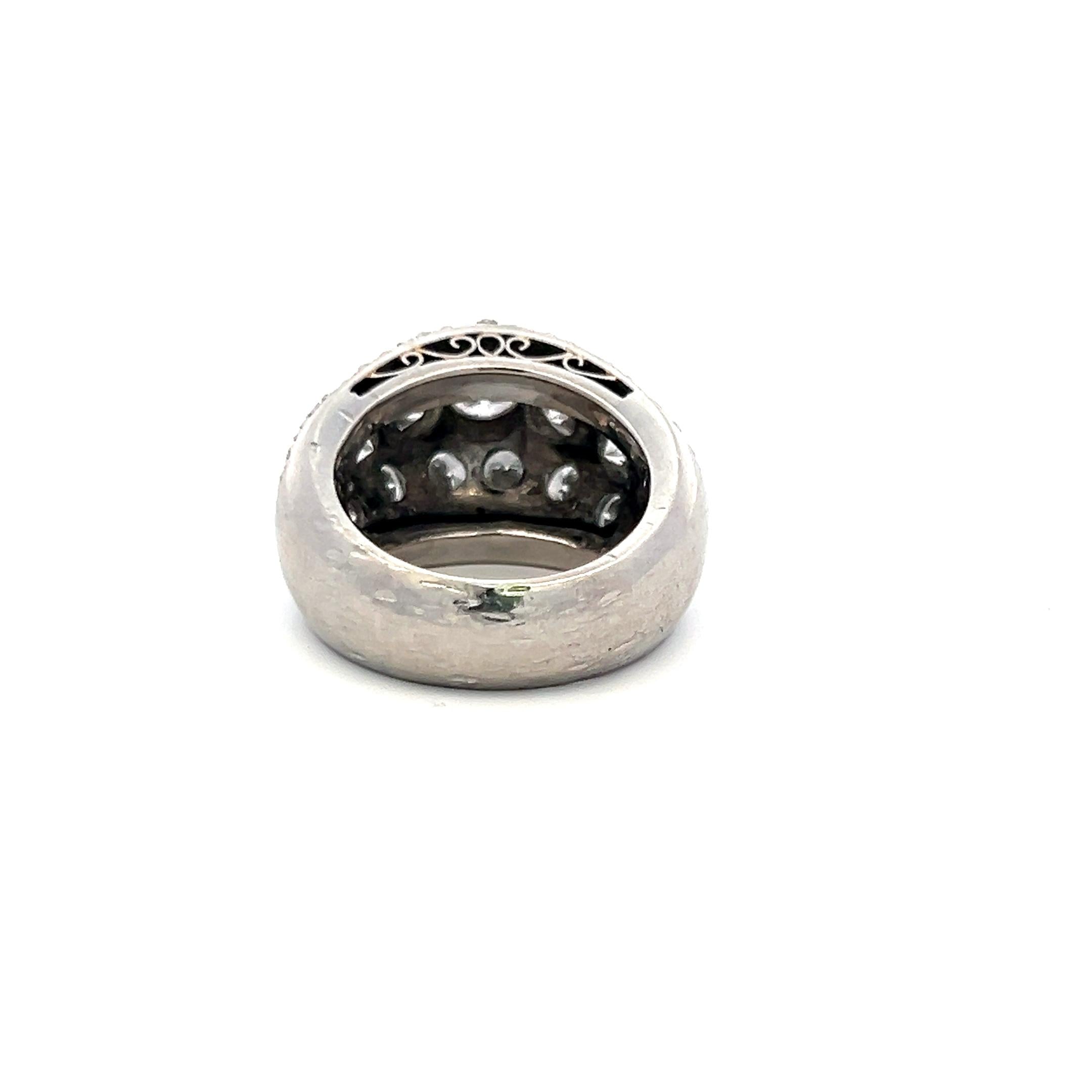 Vintage Platinum Cocktail Ring with 5.35 Carat Round E VS Diamonds Size 5.75