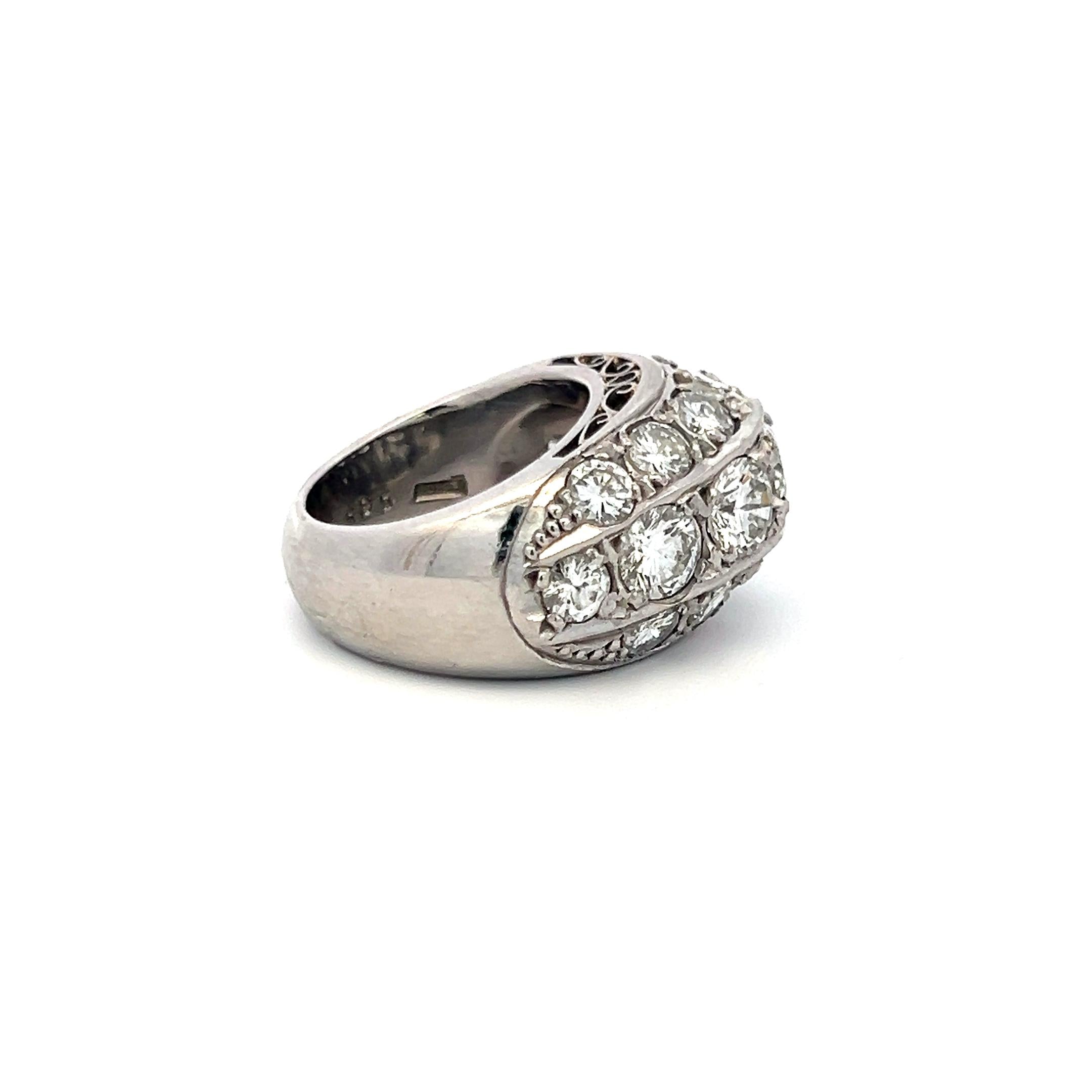 Vintage Platinum Cocktail Ring with 5.35 Carat Round E VS Diamonds Size 5.75