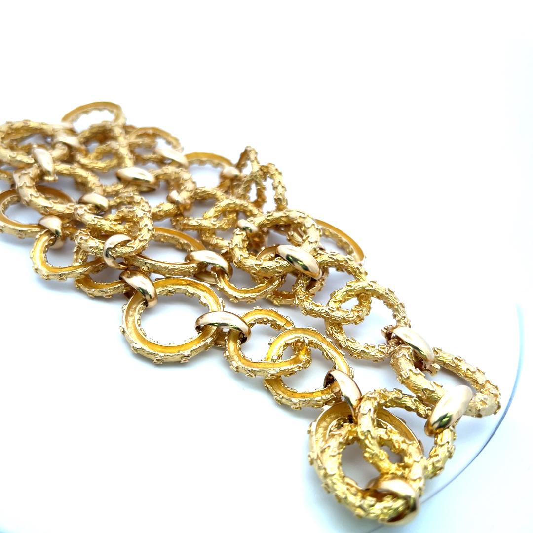 Hammerman Broth Vintage 202.30 Grams 18 Karat Yellow Gold Link Necklace